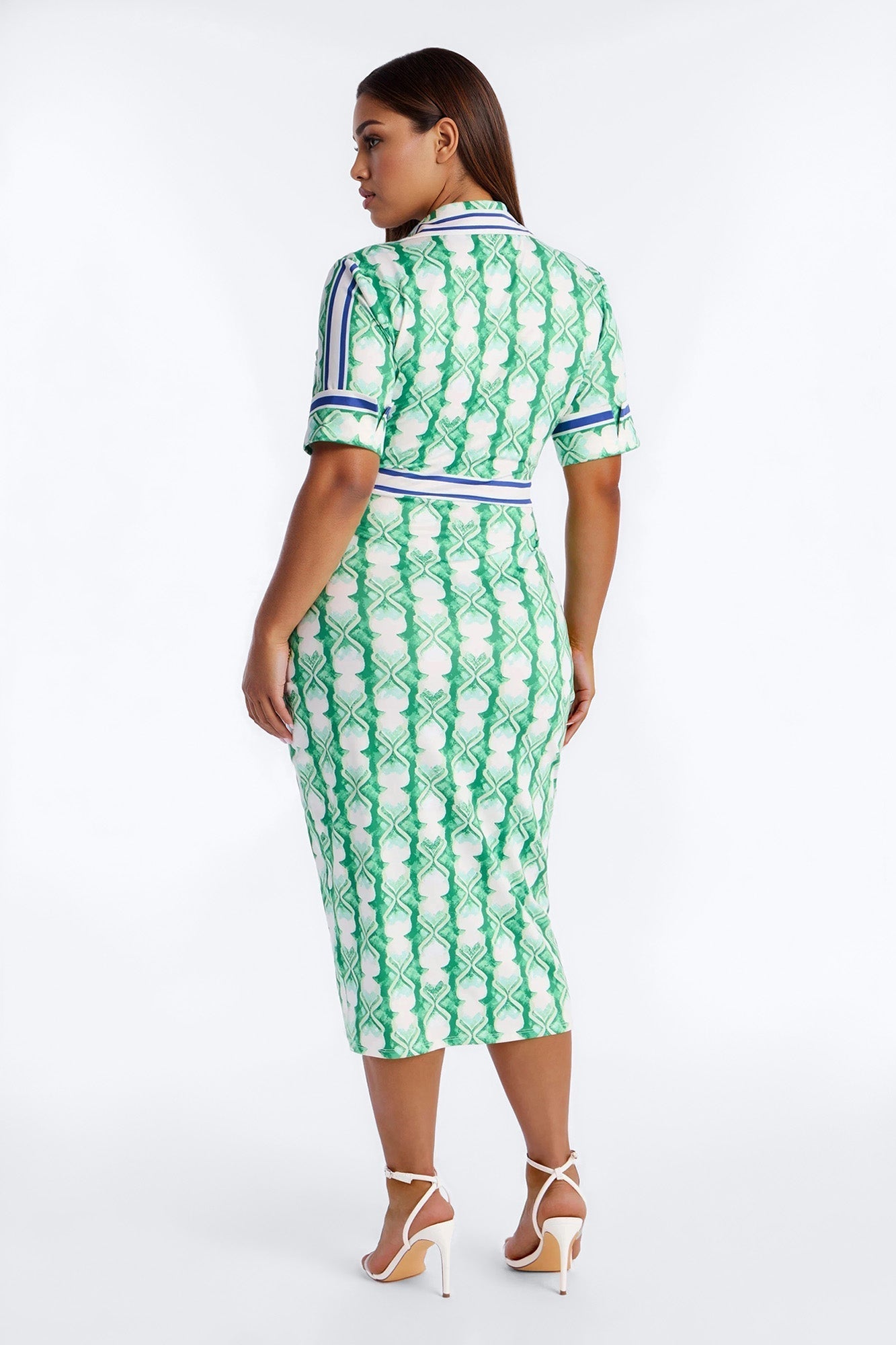 Camila Ruched Printed Midi Dress - Green/combo