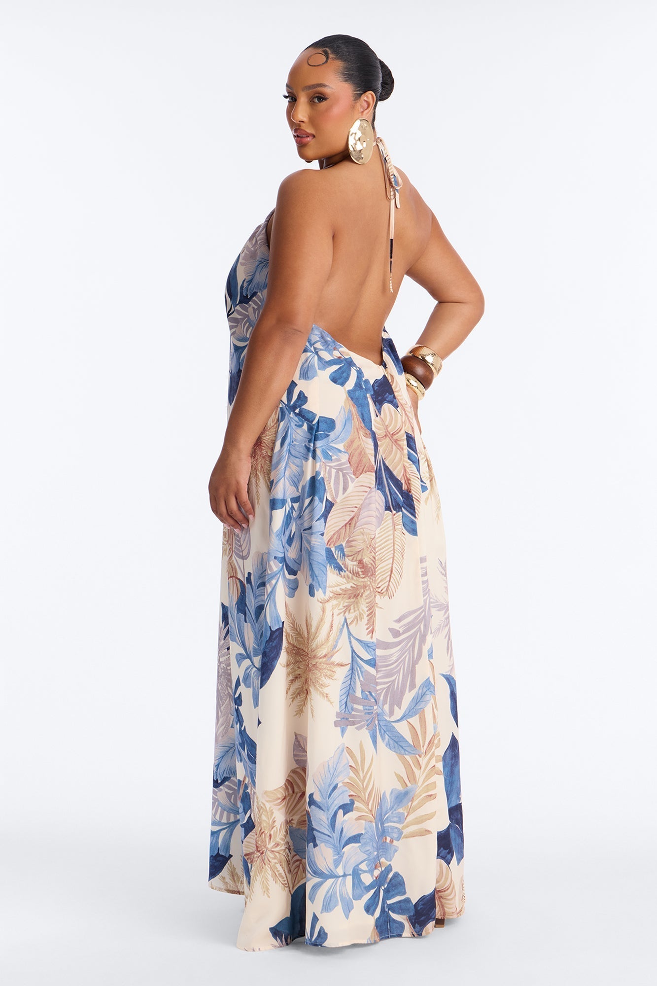 Maui Tropical Keyhole Maxi Dress - Blue/combo