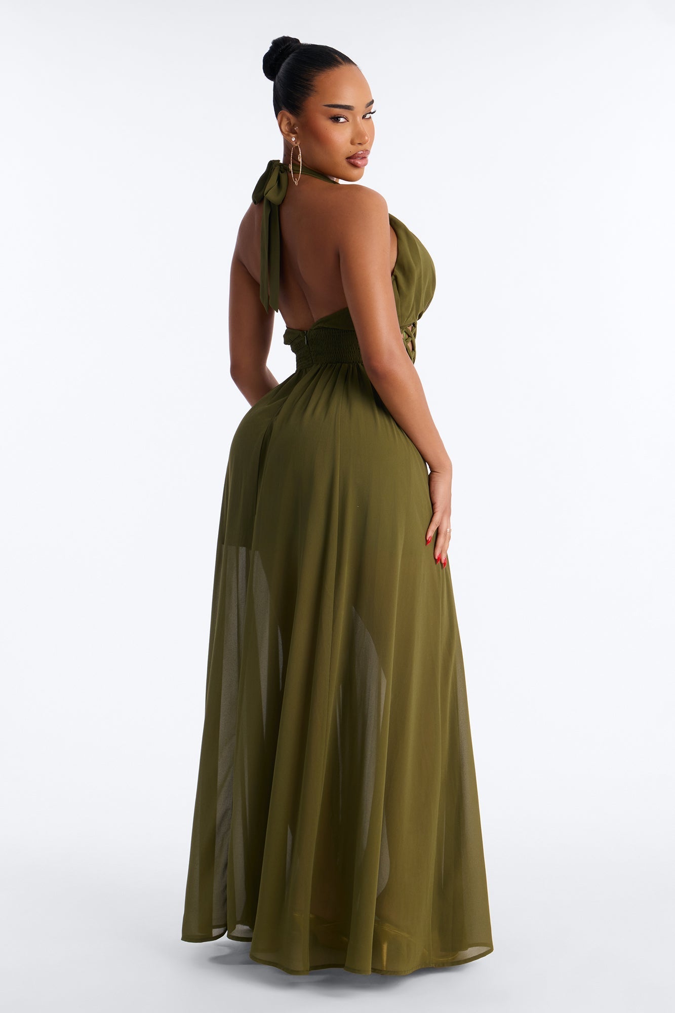 Scarlett Chiffon Maxi Dress - Olive