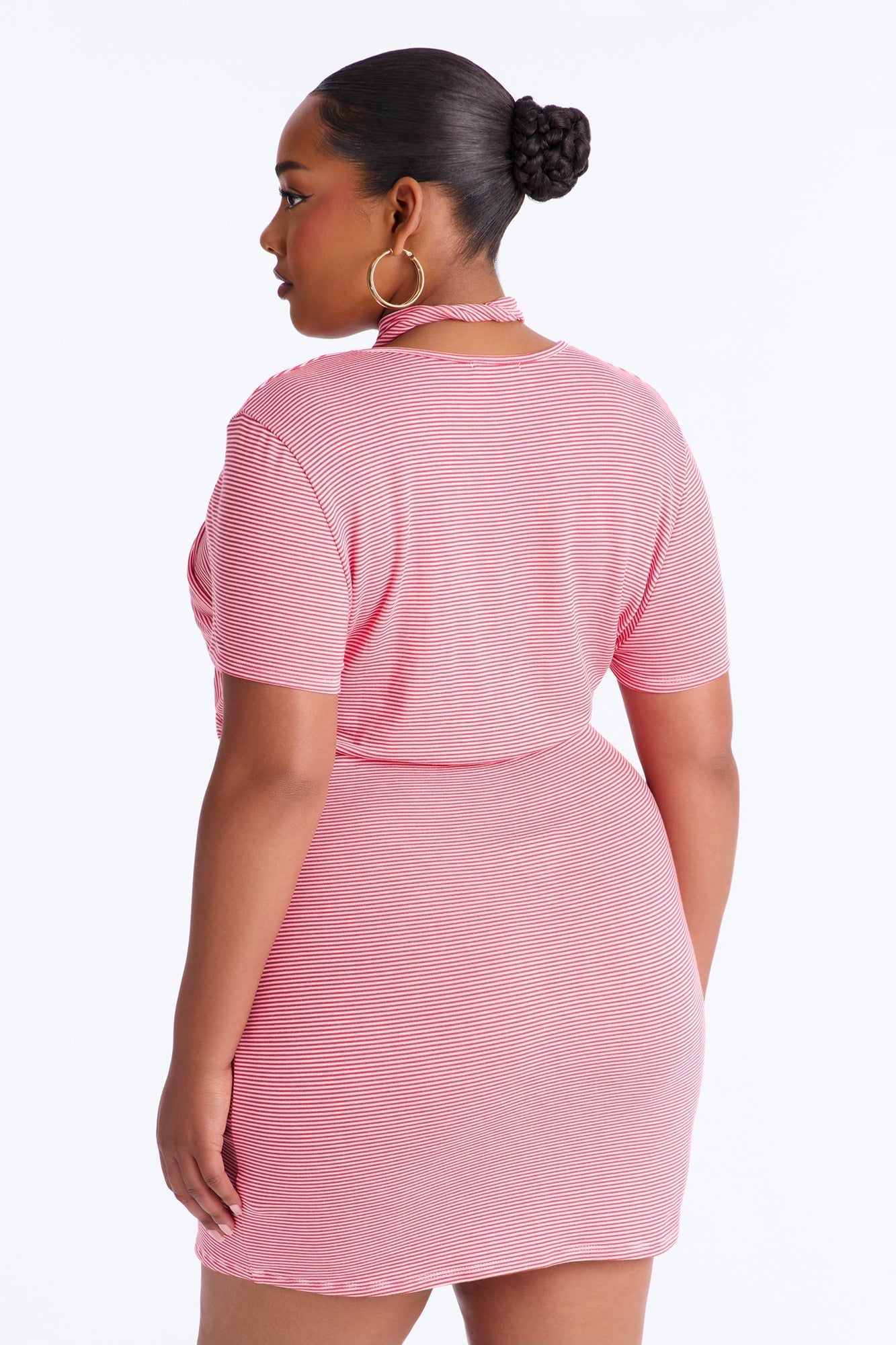 Jayla Striped T Shirt Mini Dress - Red/combo