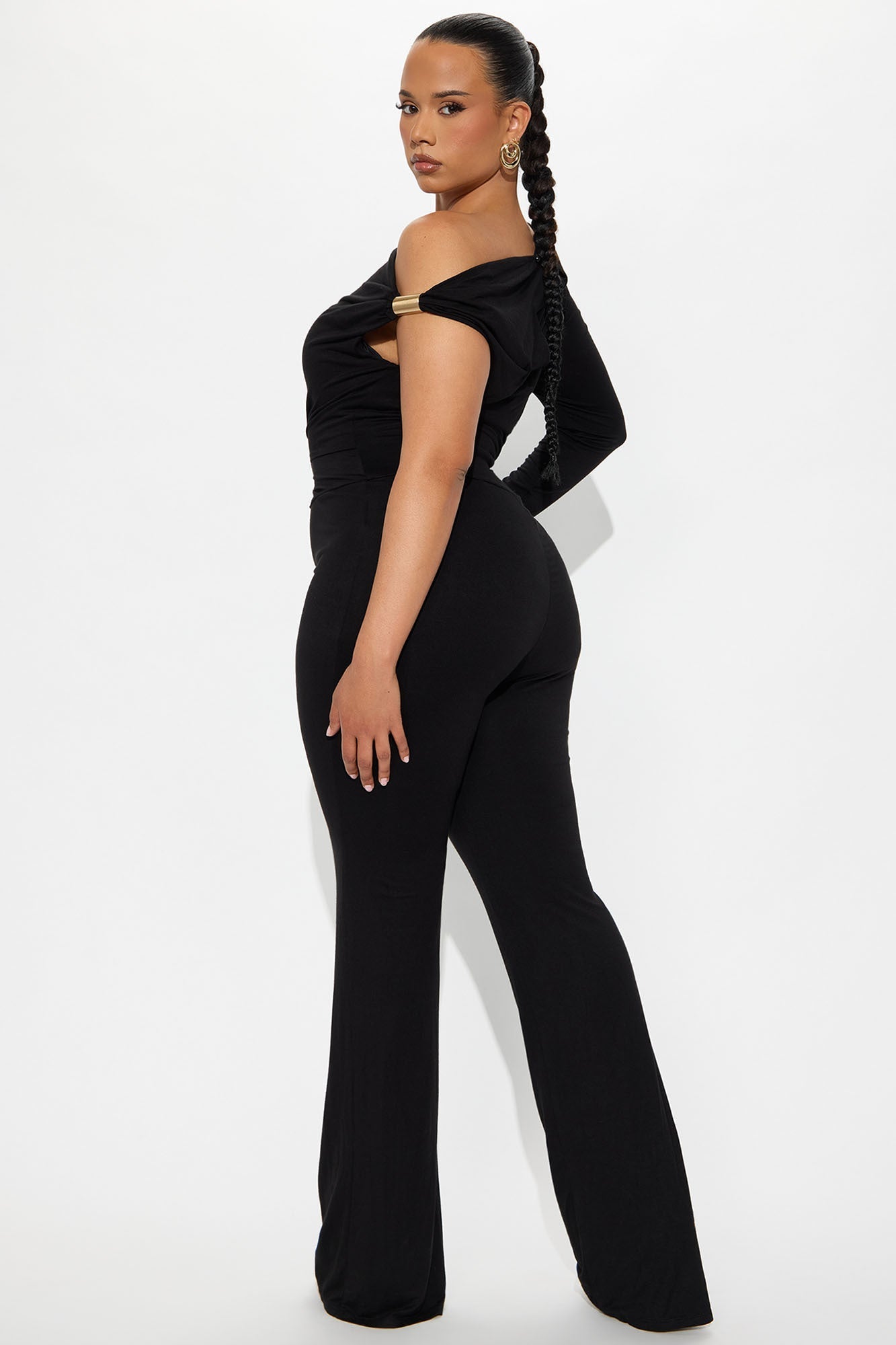 Riley Ruched One Shoulder Jumpsuit - Black