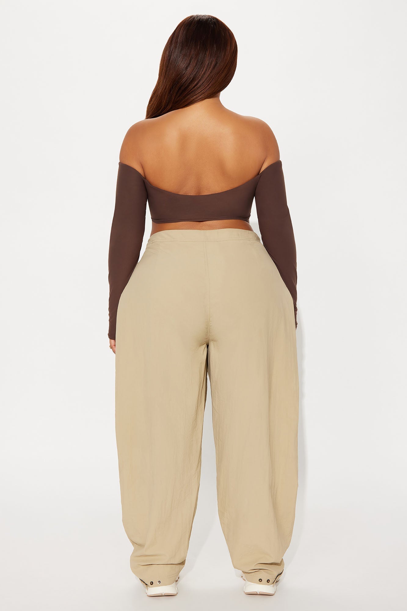 Second Skin Off Shoulder Cropped Top - Chocolate