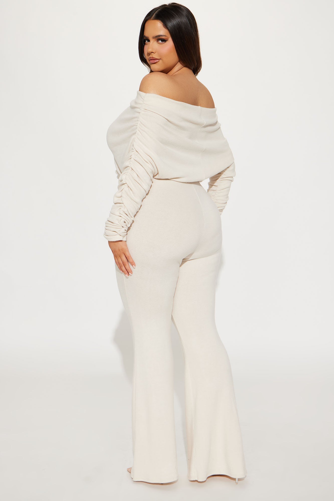 Yasmine Off Shoulder Sweater Jumpsuit - Cream