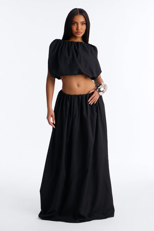 Willow Poplin Maxi Skirt - Black