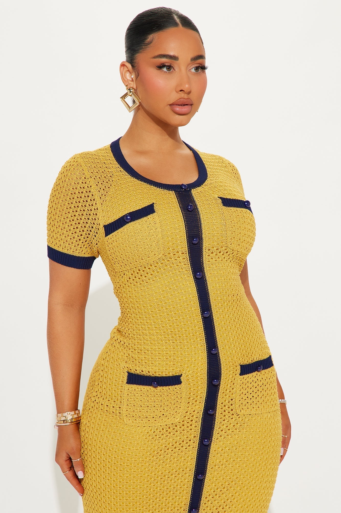 Elena Crochet Maxi Dress - Mustard/combo
