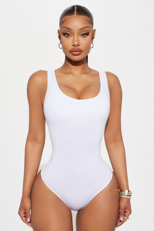 Jenna Double Lined Jersey Bodysuit - White
