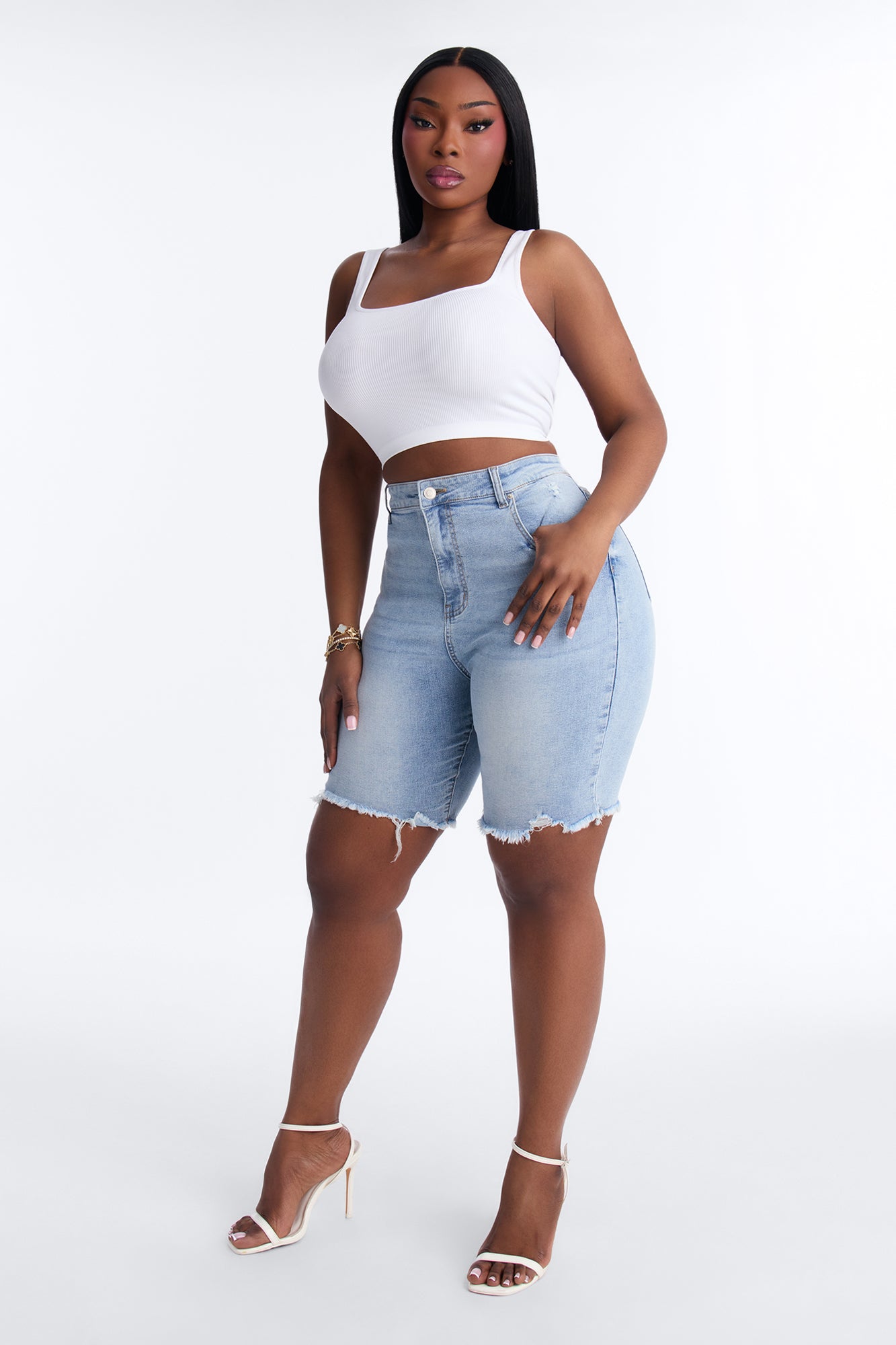 Long Weekend Stretch Bermuda Denim Shorts - Light Wash