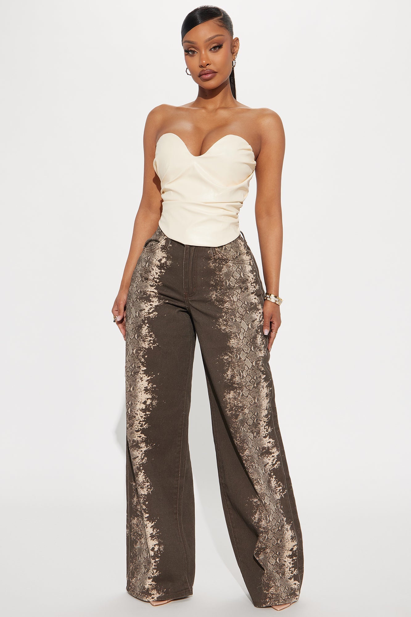 Catching Looks Faux Leather Top - Cream