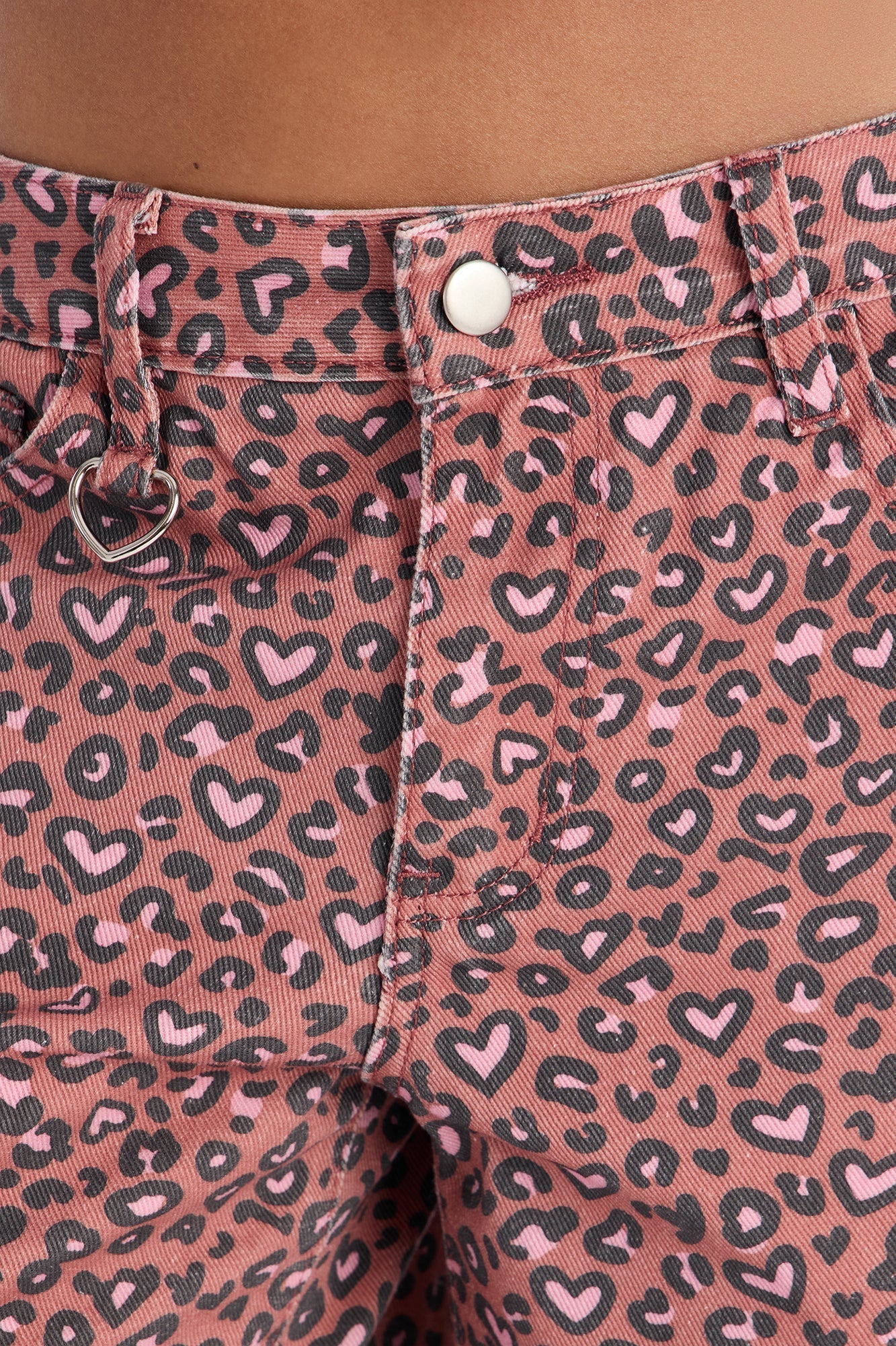 Wild At Heart Cheetah Print Denim Jorts - Pink/combo