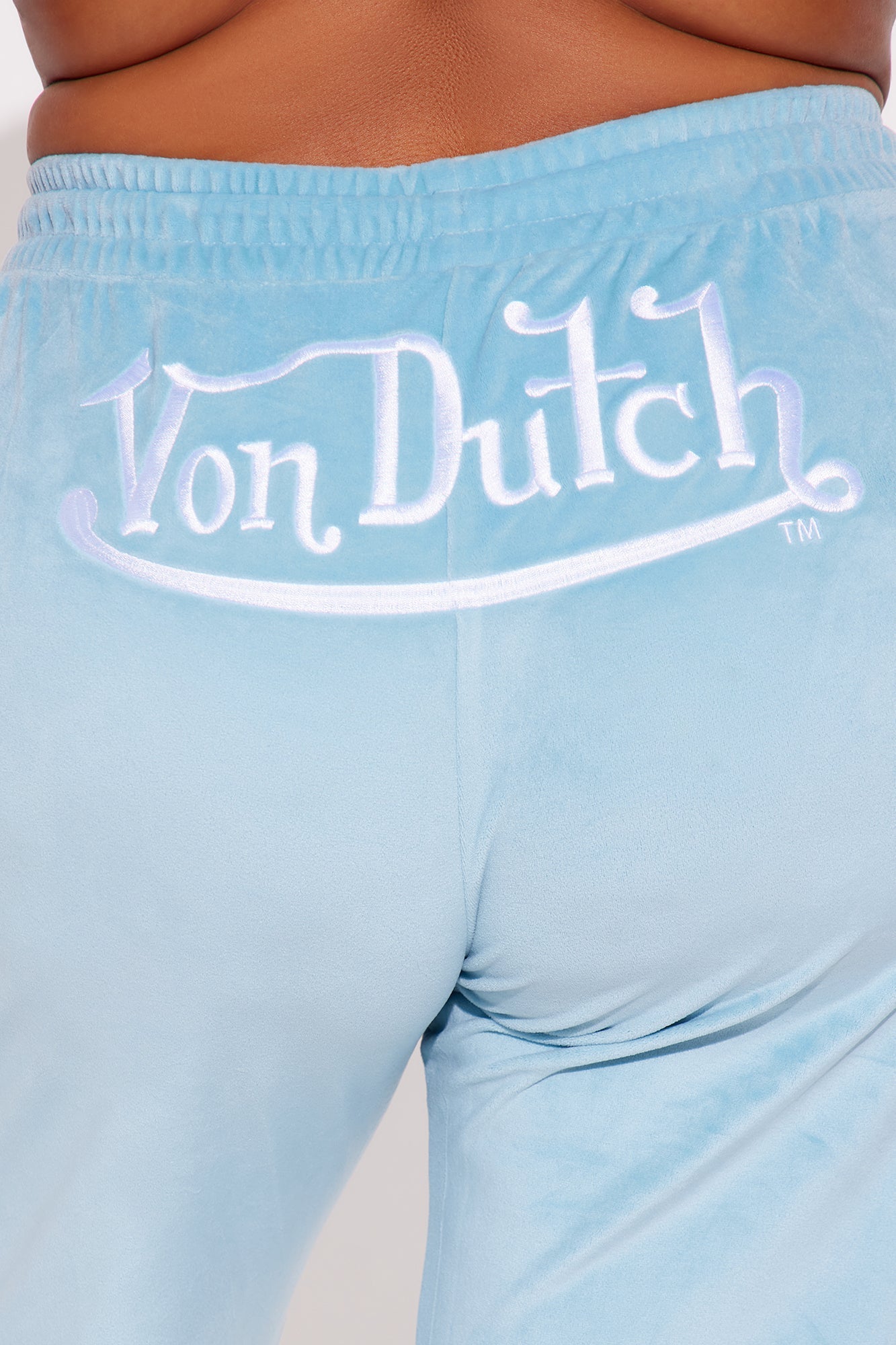 Von Dutch Velour Wide Leg Pant - Blue