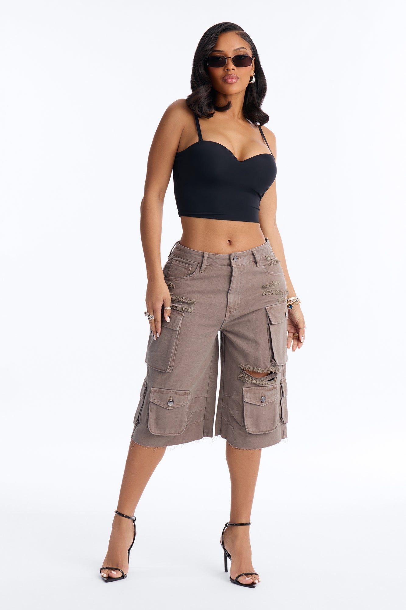 Don't Make Me Wait Cargo Bermuda Short - Charcoal