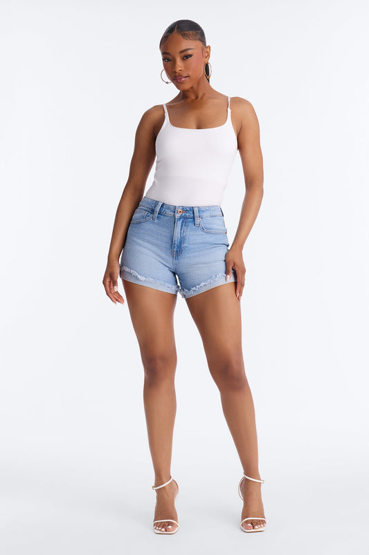 Cabo Curvy Cuffed Denim Shorts - Medium Wash
