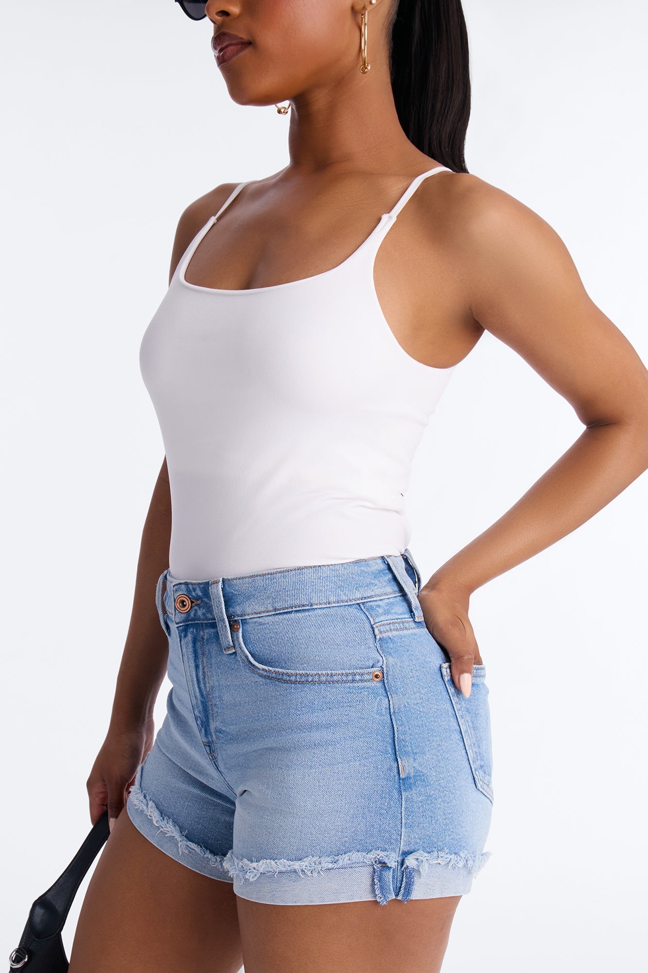 Cabo Curvy Cuffed Denim Shorts - Medium Wash