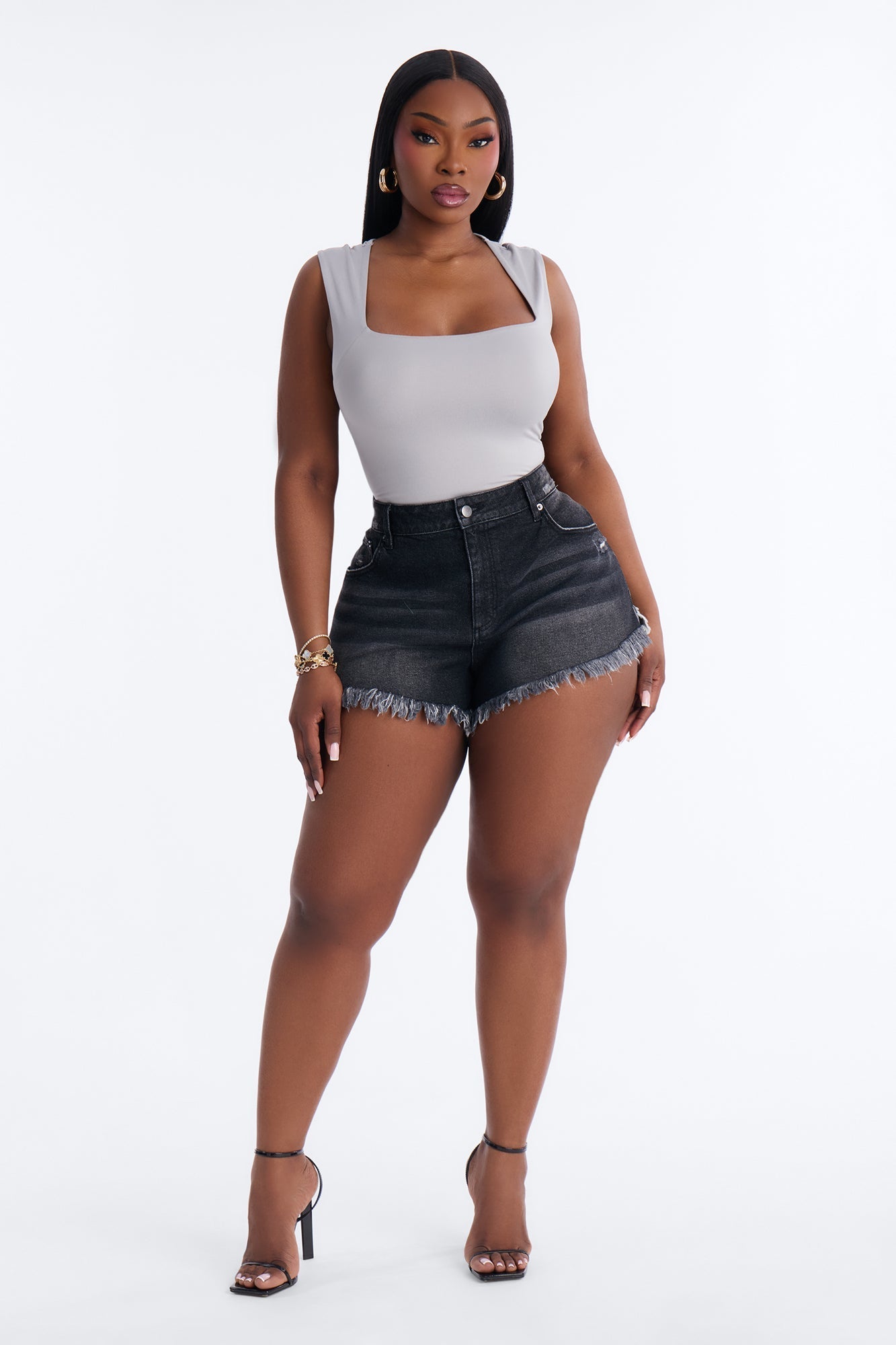Brooklyn Cut Off Denim Shorts - Black Wash