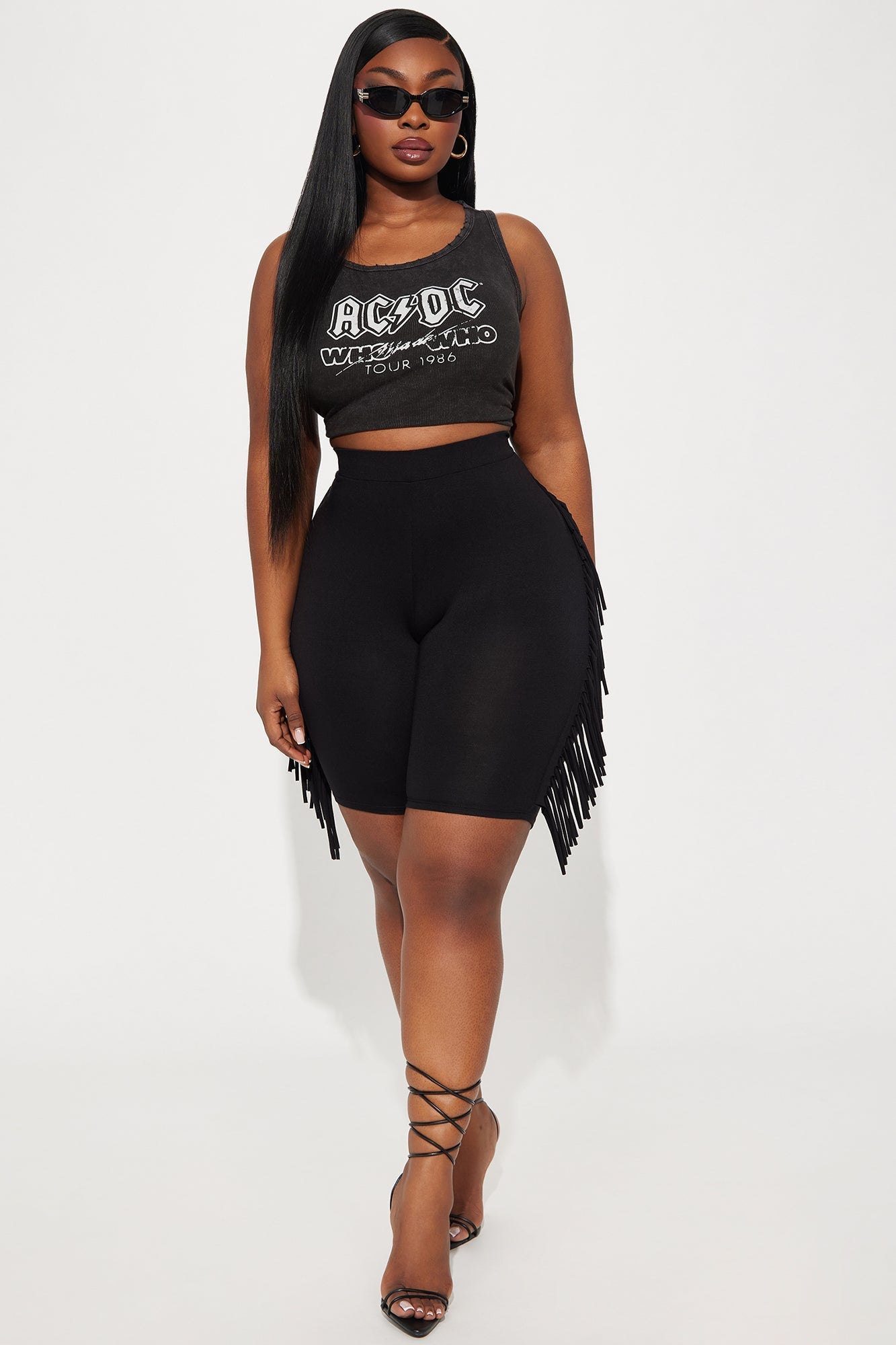 Shake It Up Fringe Biker Short - Black