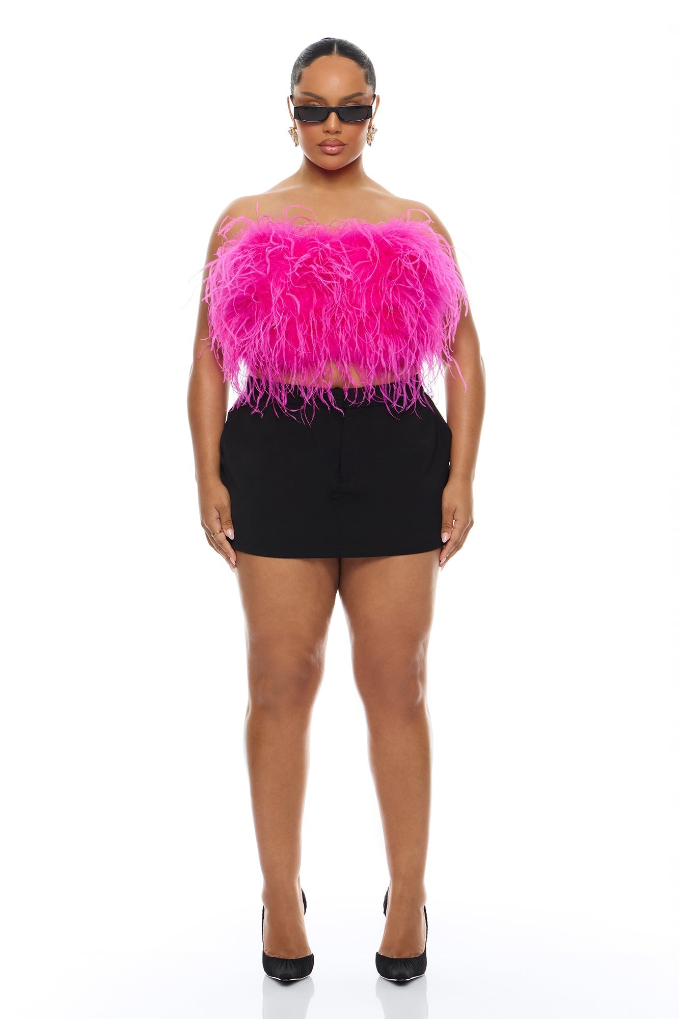 Asalia Feathered Top - Hot Pink