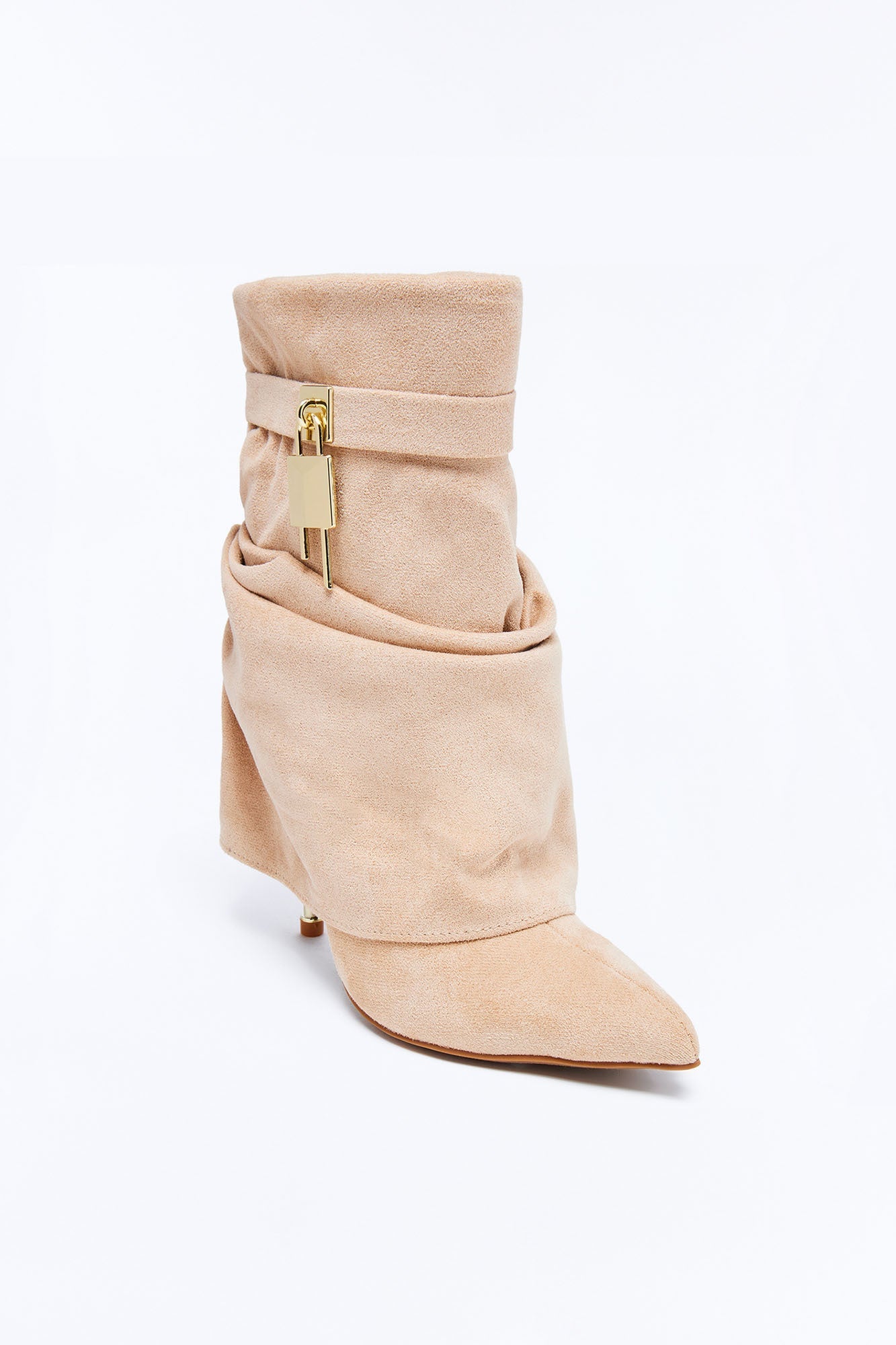 Alfie Ruched Overlay Boots - Nude