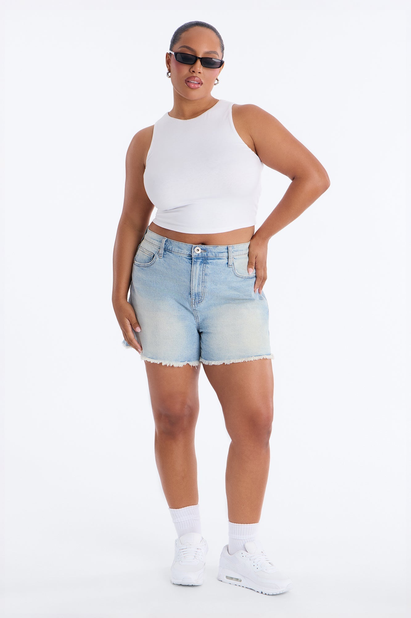 Kaleigh Stretch Denim Shorts - Vintage Wash