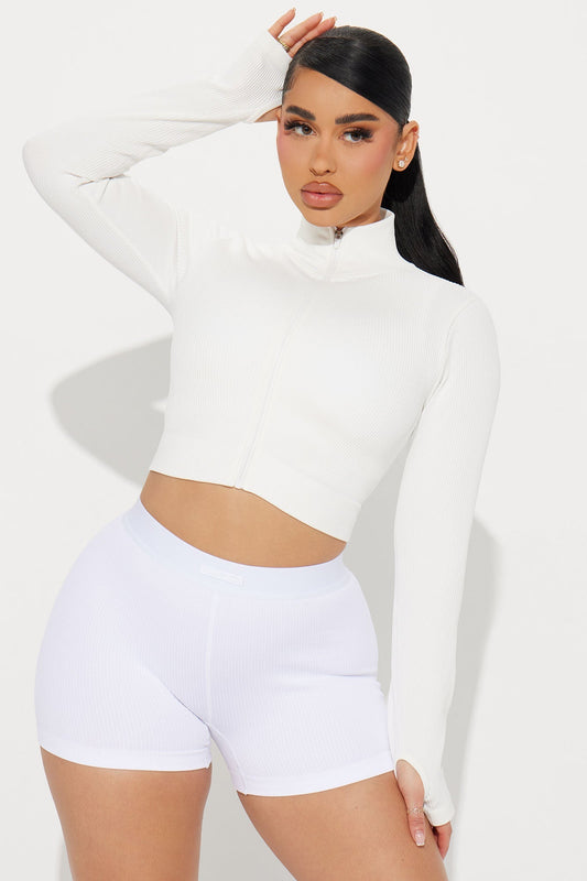 Effortless Ribbed Jacket - White