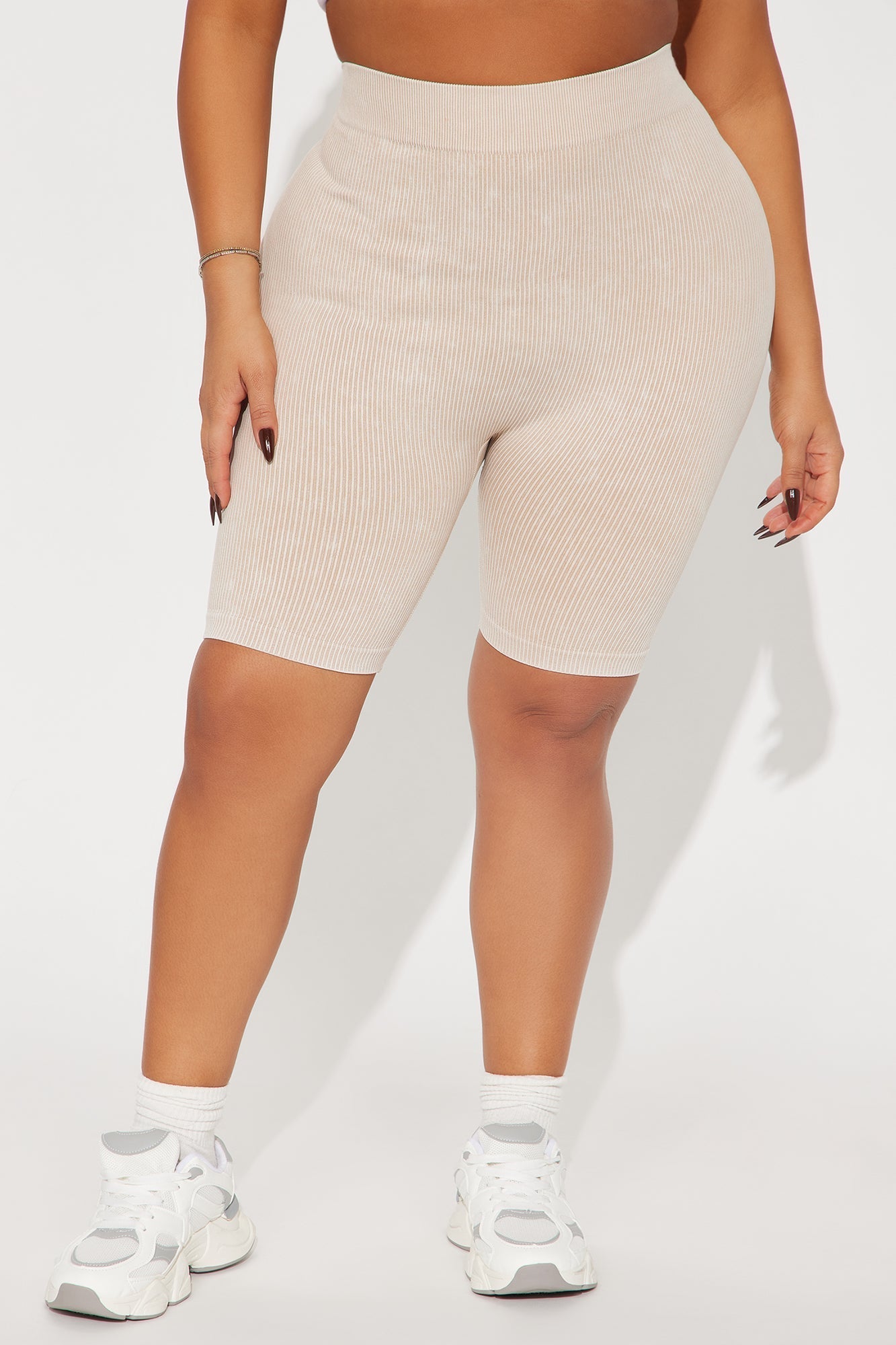 Mia Ribbed Seamless Biker Short - Tan