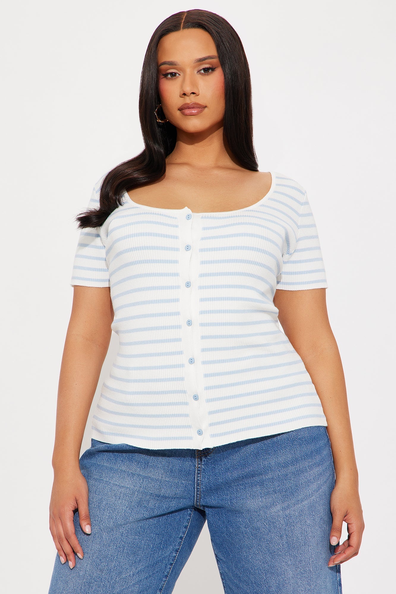 Kleo Striped Sweater Top - White/combo