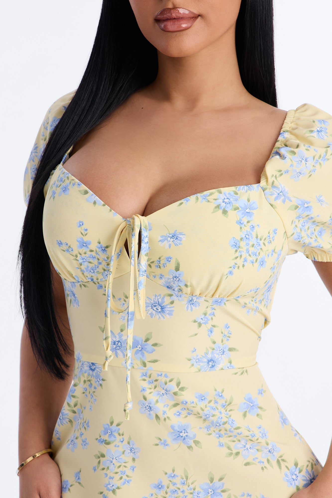 Monroe Floral Mini Dress - Butter Yellow