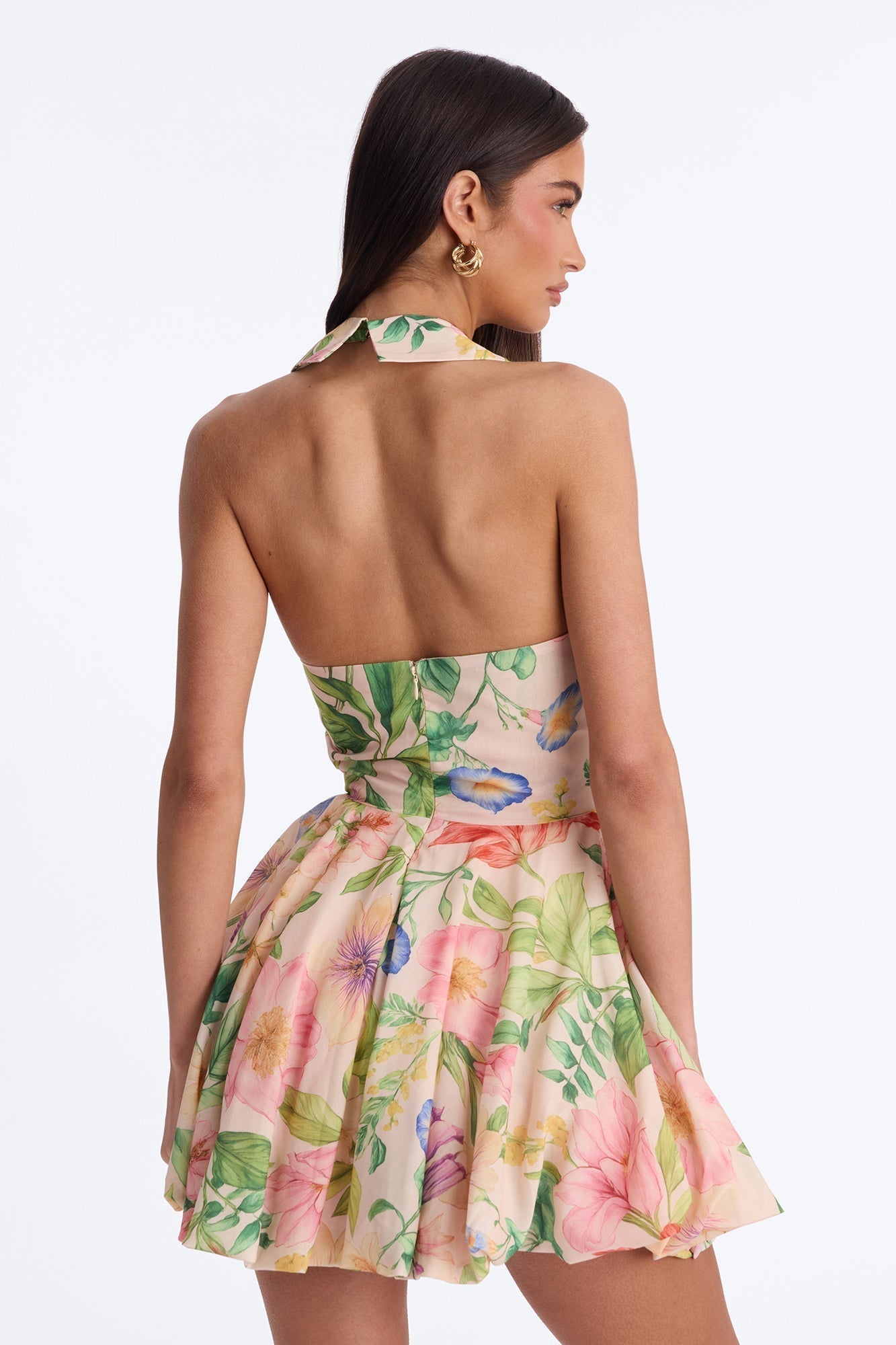Emma Floral Halter Mini Dress - Pink/combo