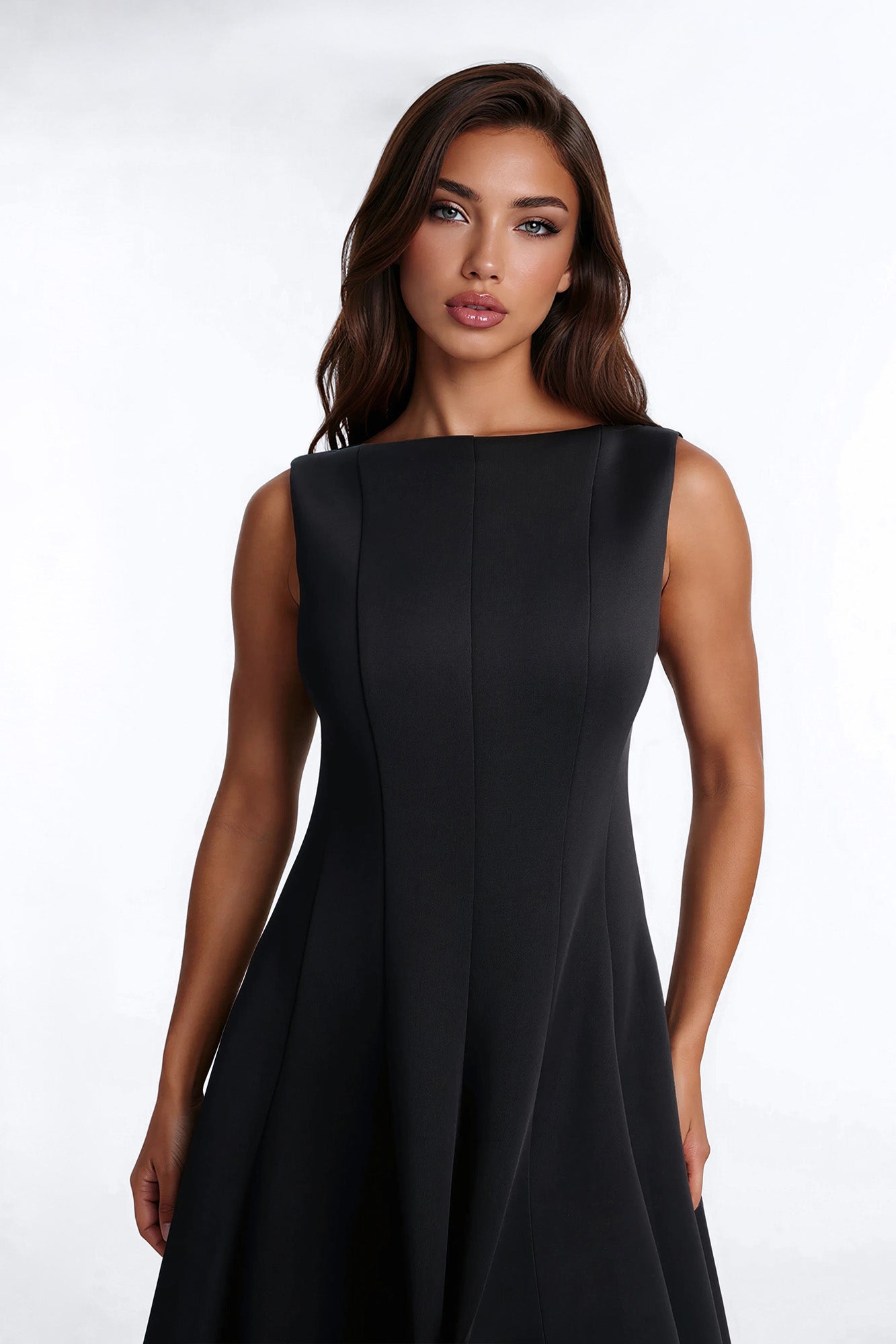 Petite Sweet Sunday Pleated Midi Dress - Black