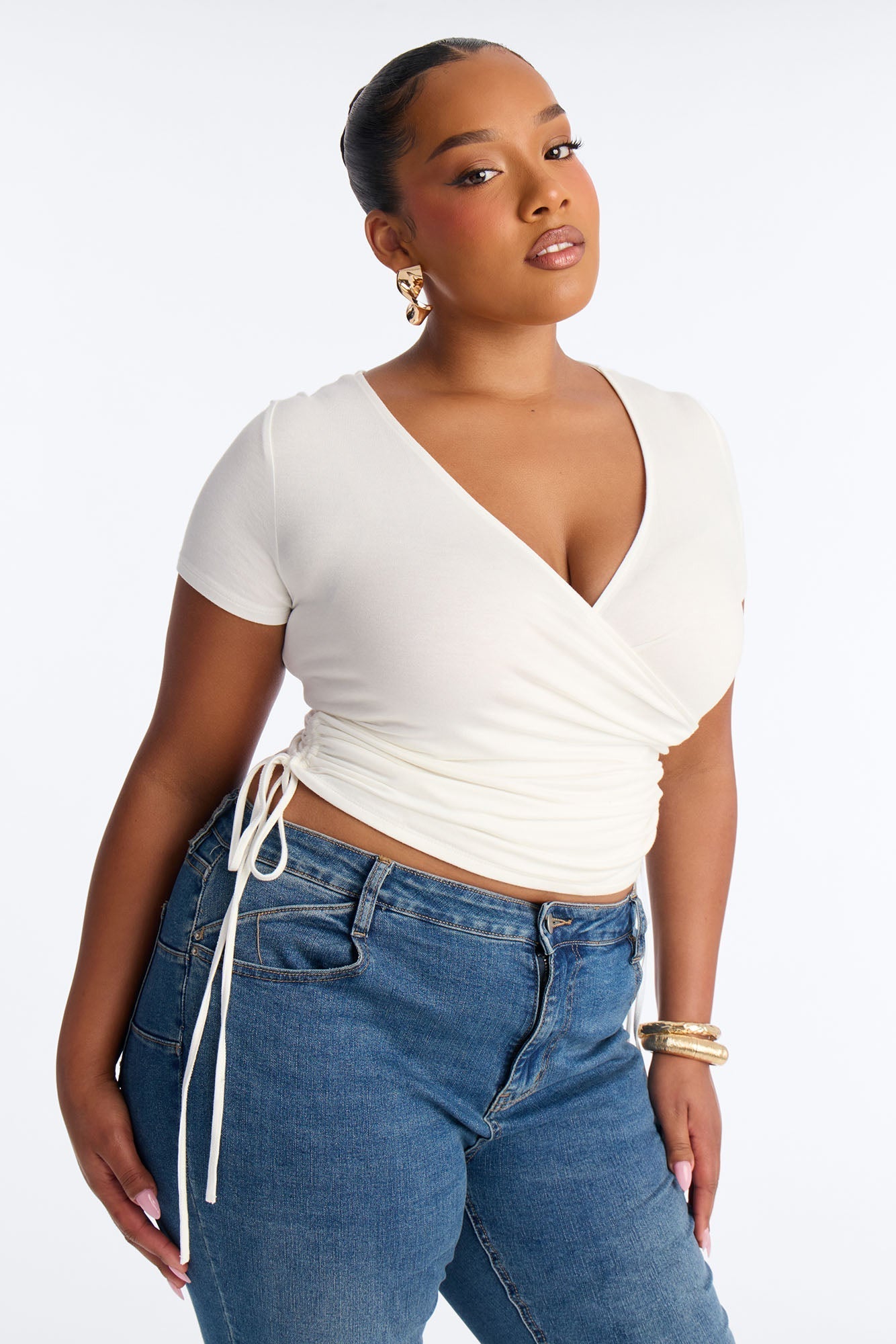 Sienna Surplice Top - Off White