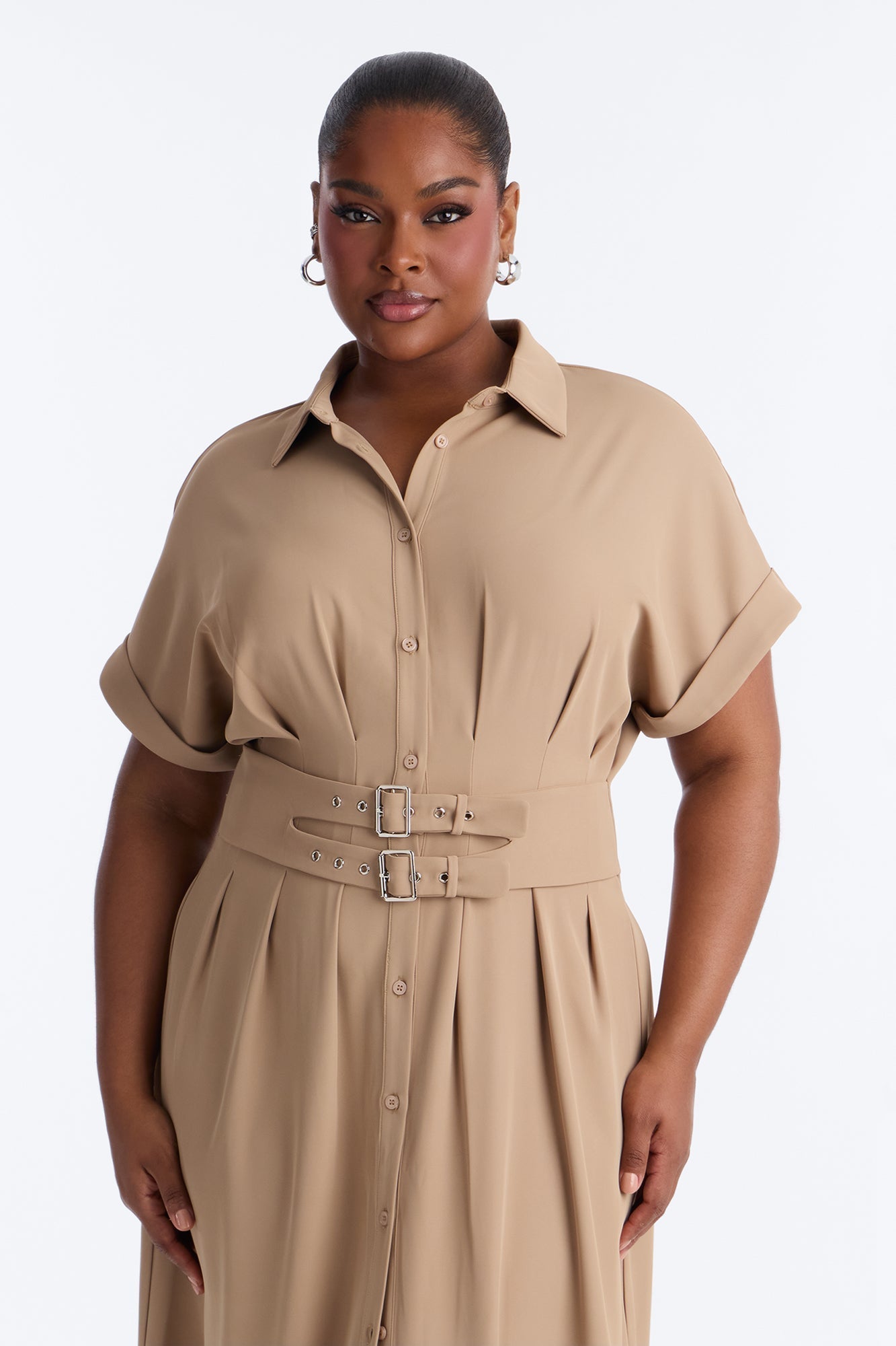 Bridgit Belted Maxi Dress - Taupe