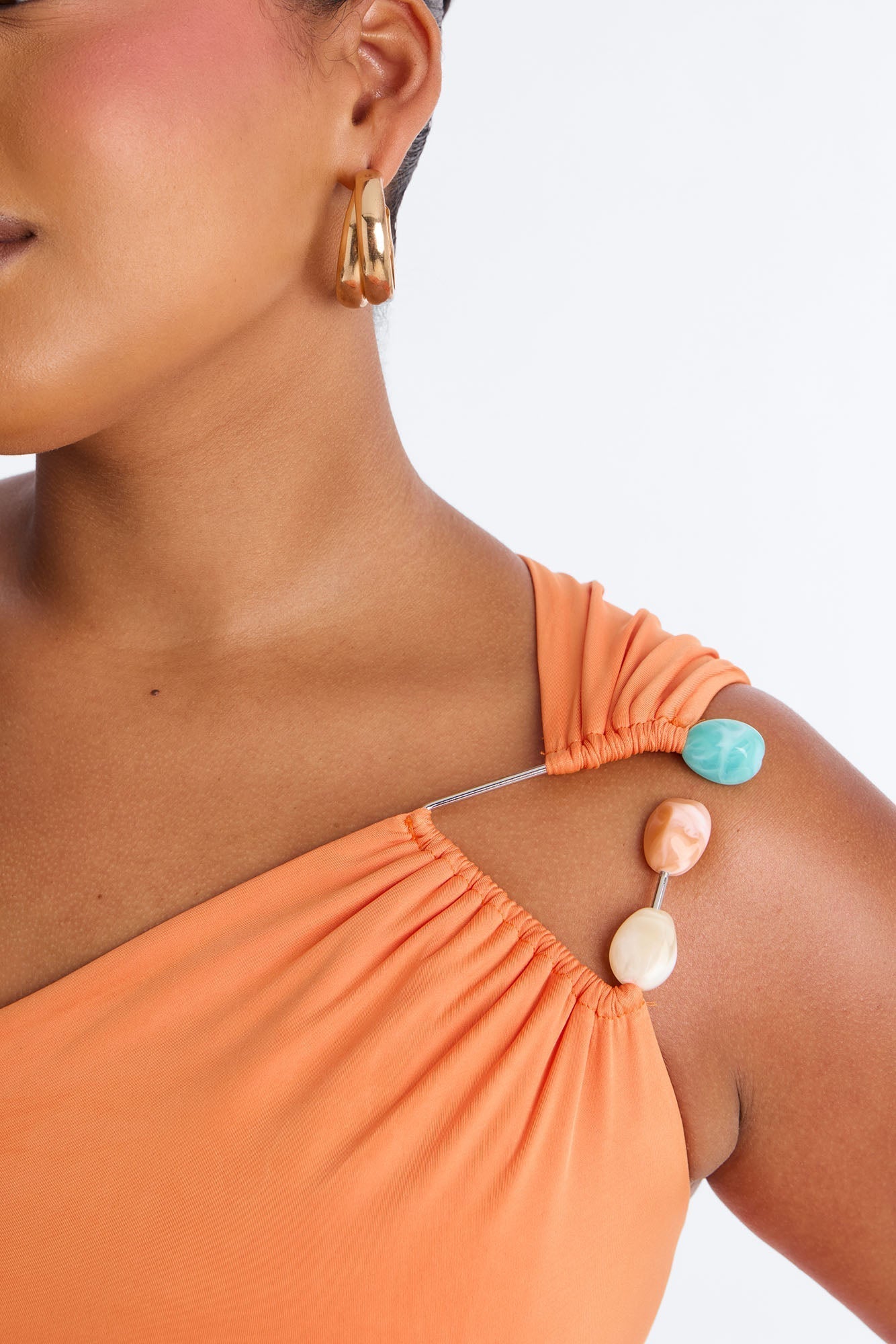 Citrus Crush One Shoulder Maxi Dress - Orange