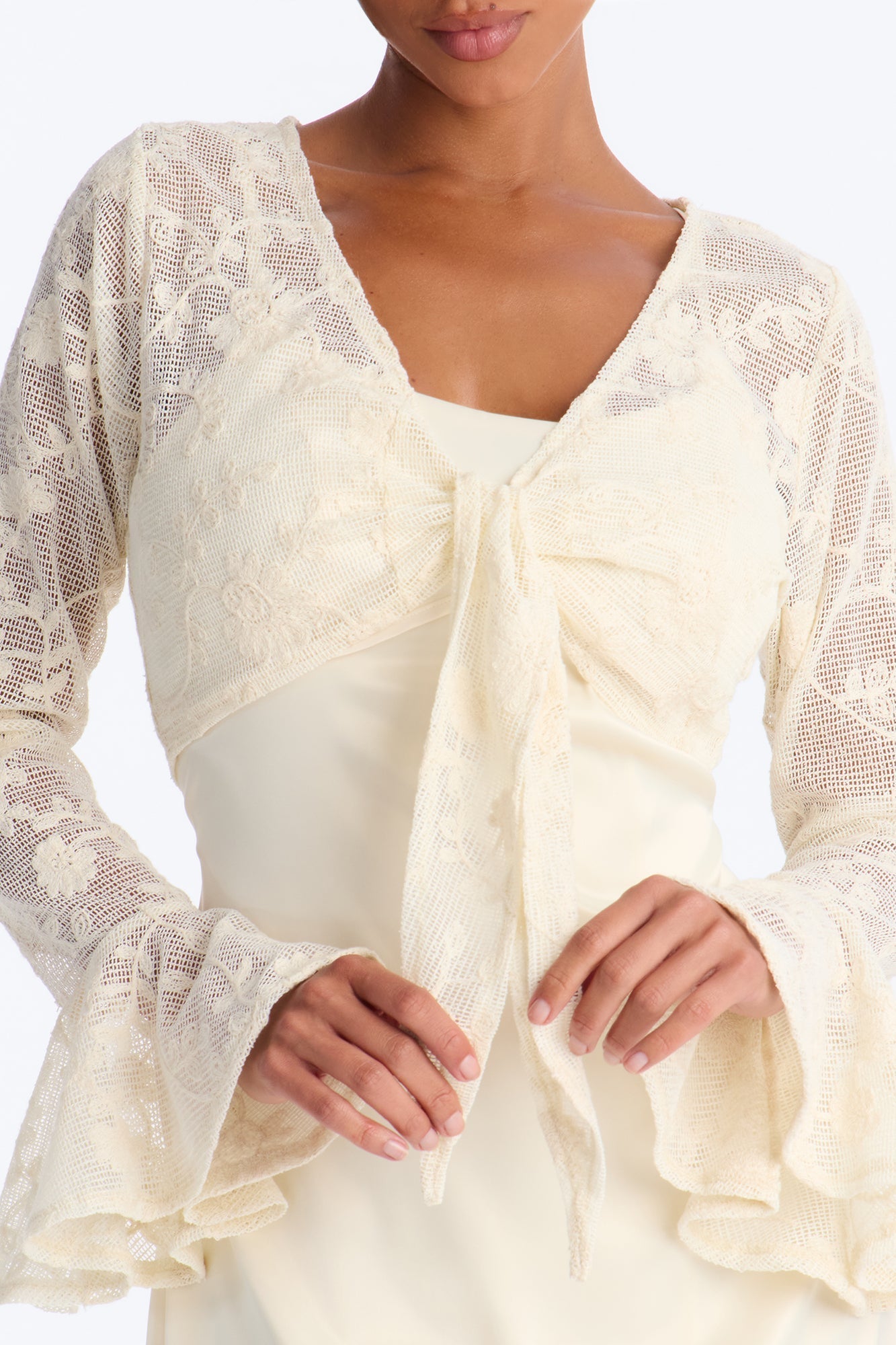 Wren Lace Mini Dress Set - Cream