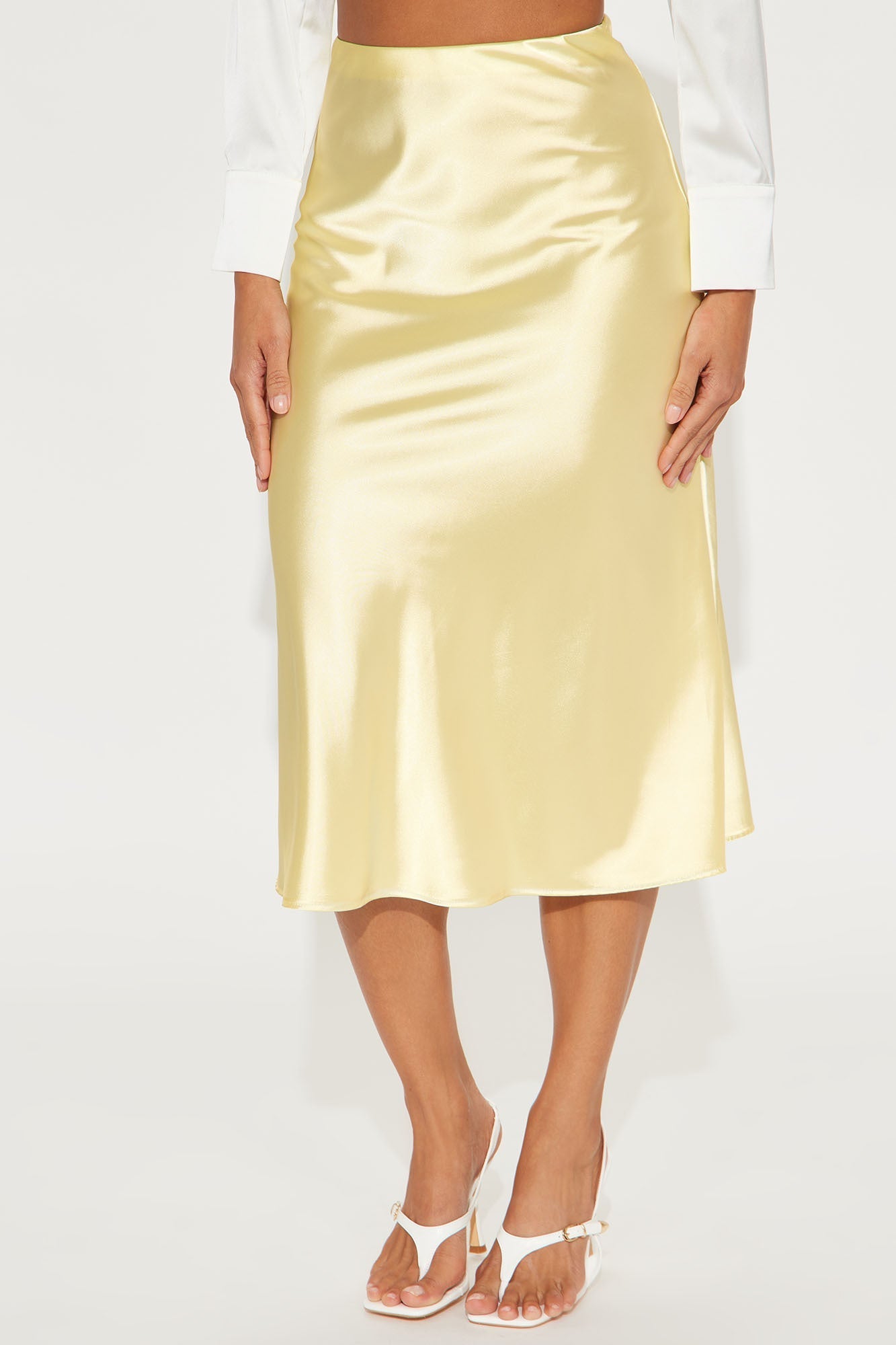 Finer Things Satin Midi Skirt - Butter Yellow