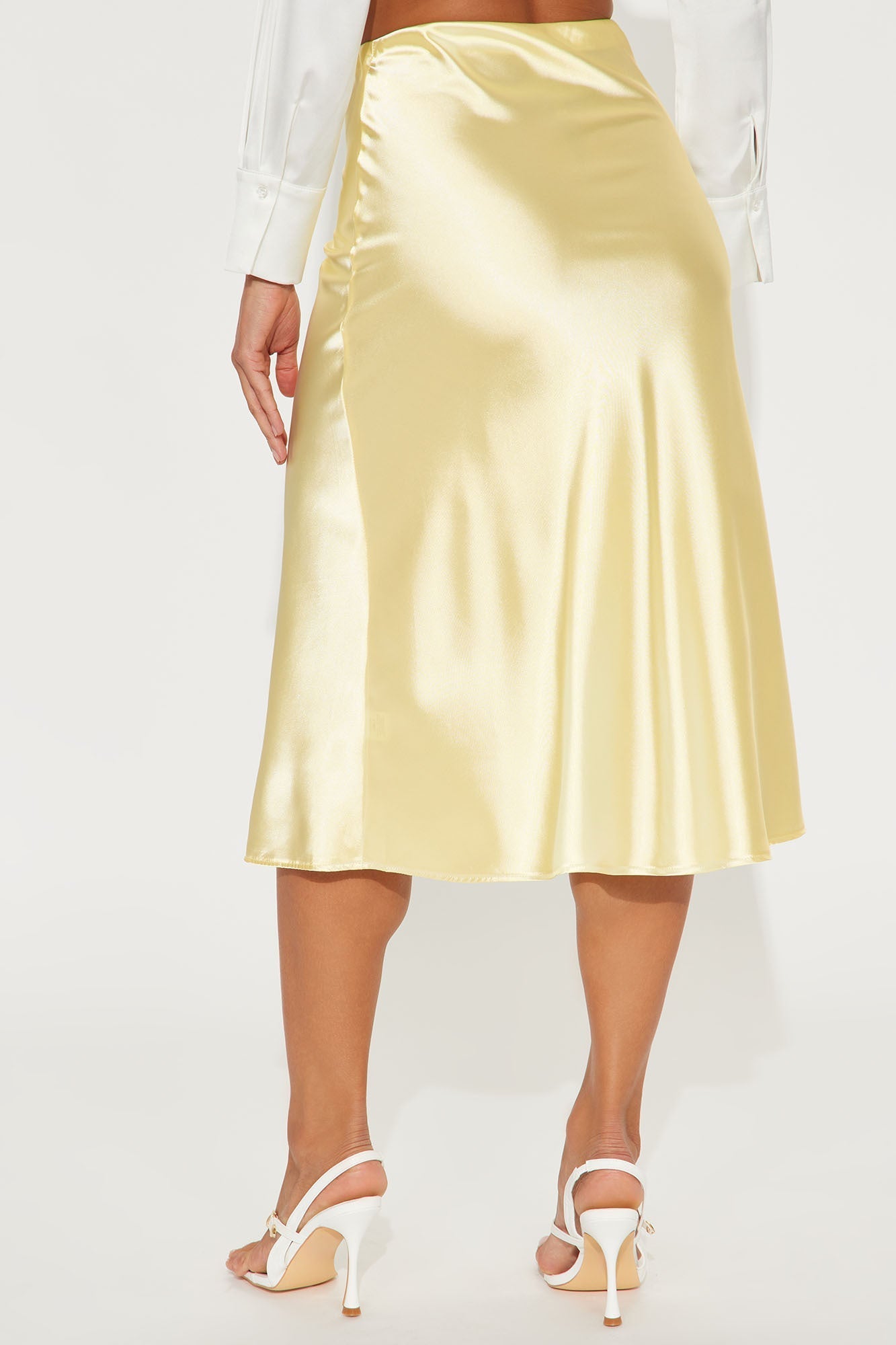 Finer Things Satin Midi Skirt - Butter Yellow