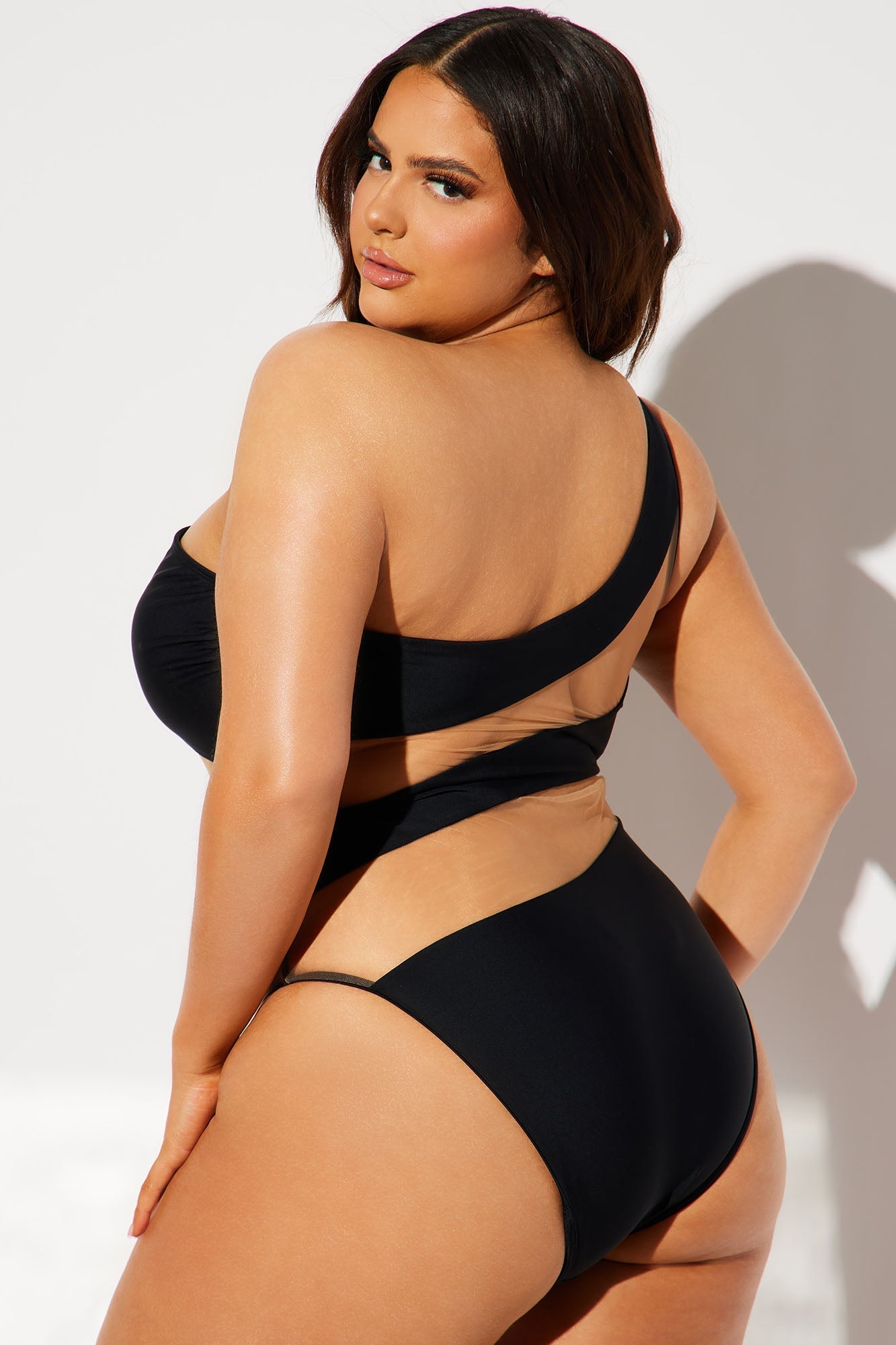 Island Hideout Cutout Mesh One Piece Swimsuit - Black