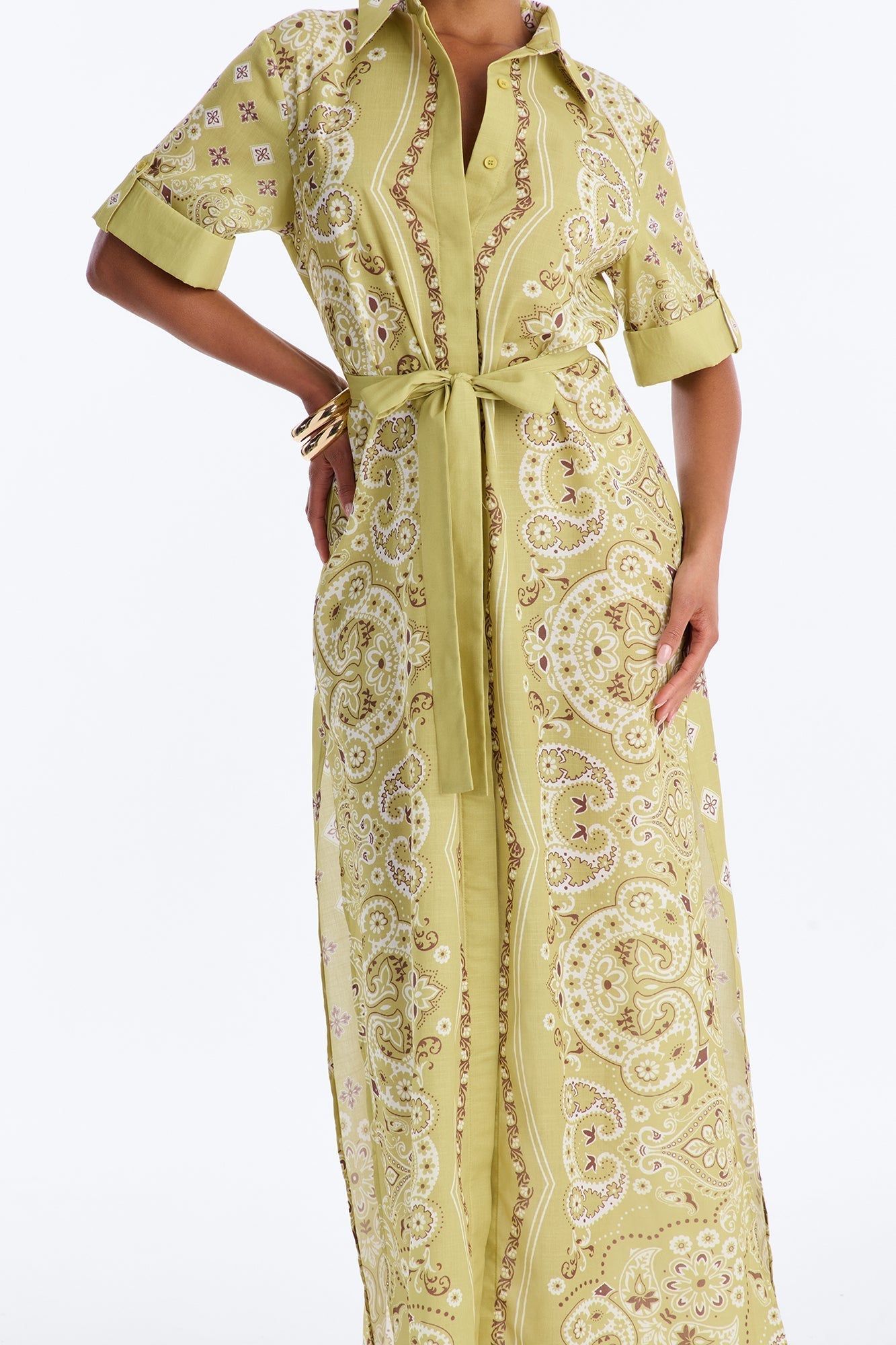 Coastal Mindset Paisley Maxi Dress - Green/combo