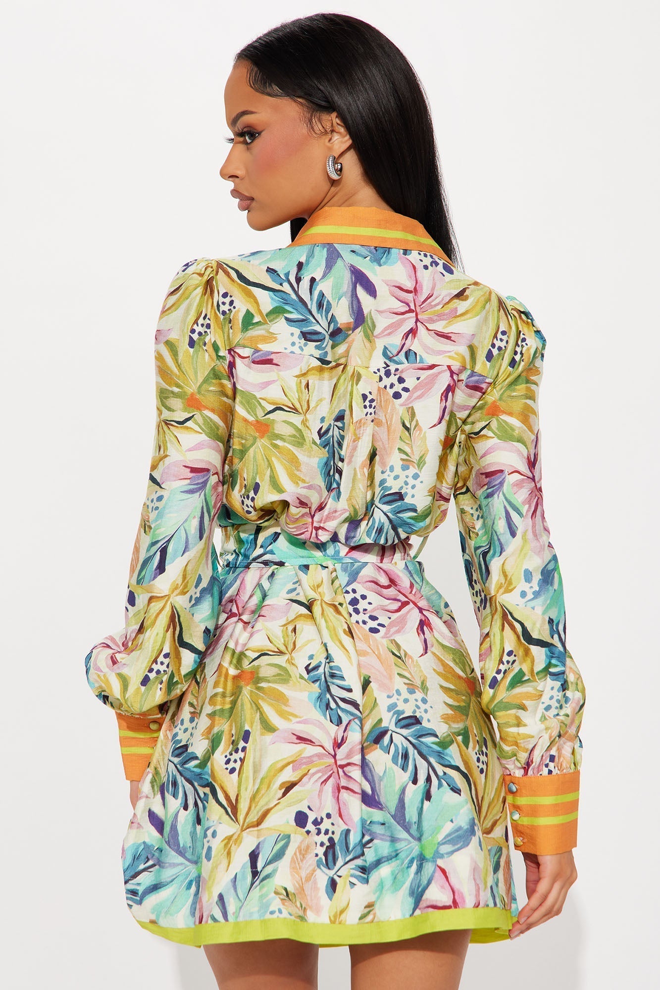 Coralie Belted Linen Micro Mini Dress - Multi Color
