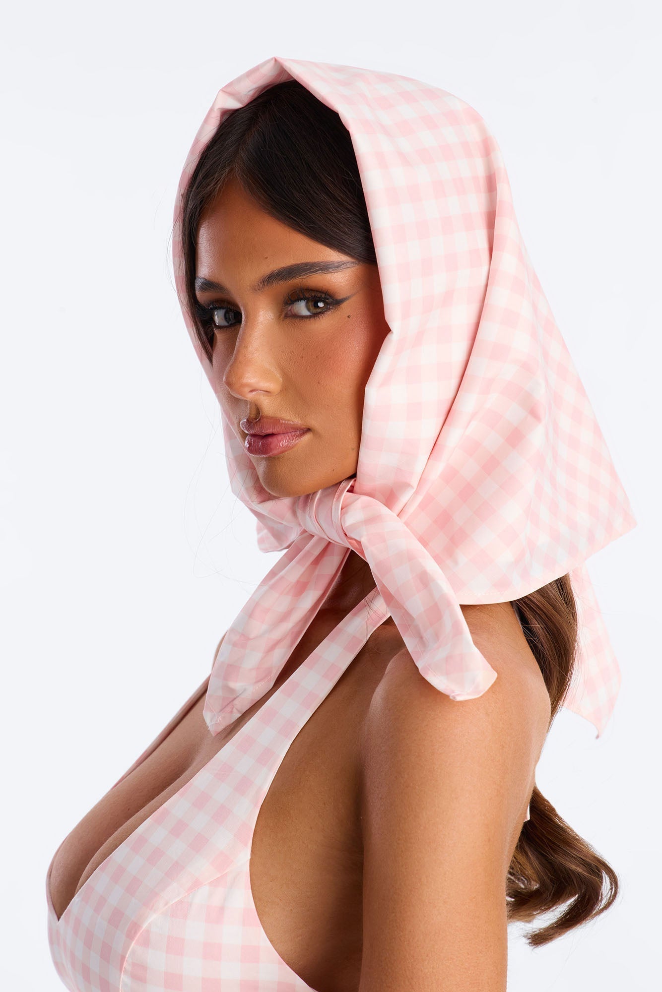 Mara Corset Gingham Midi Dress - Pink/combo