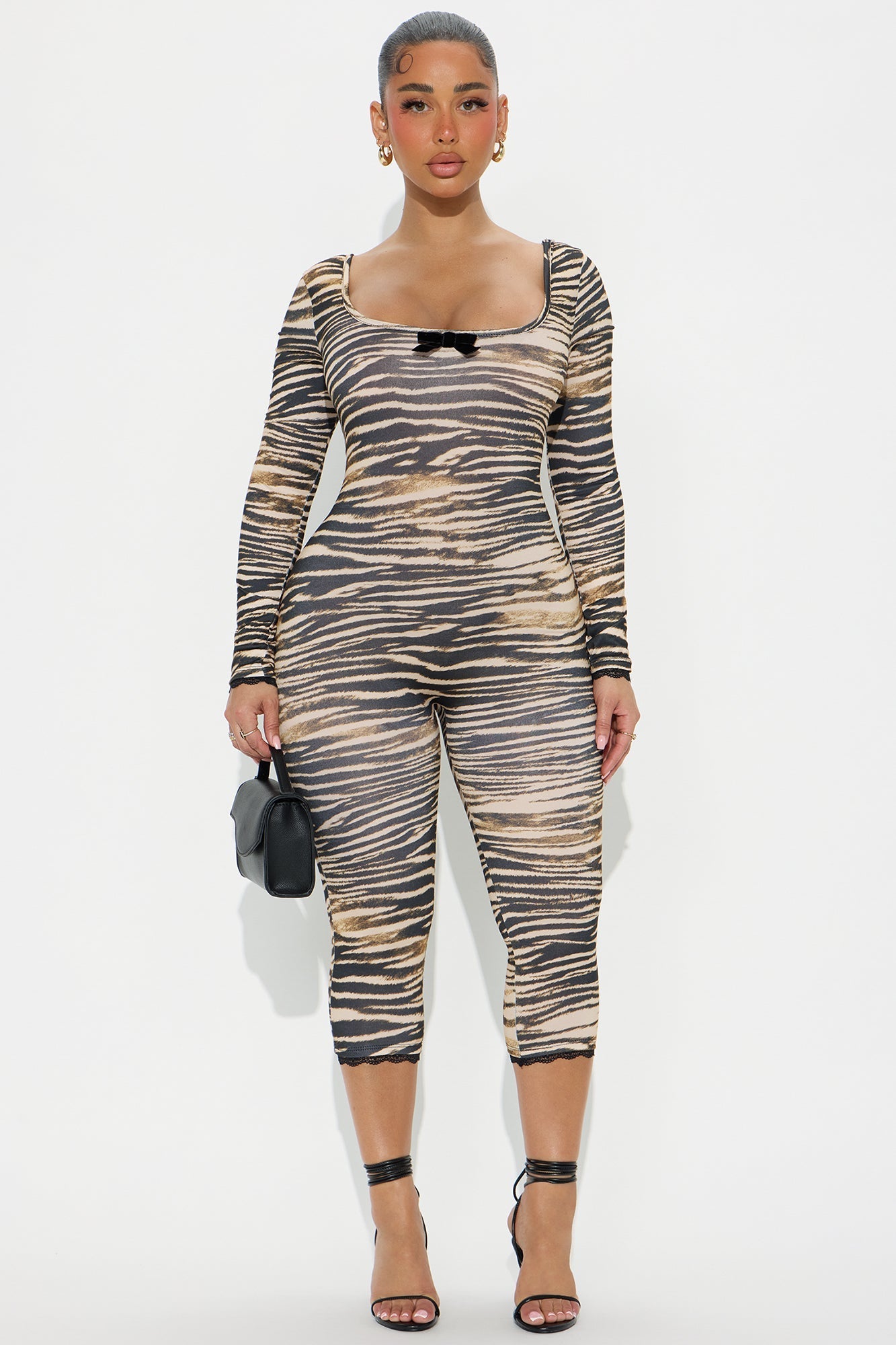 Florentina Zebra Capri Jumpsuit - Tan/Multi