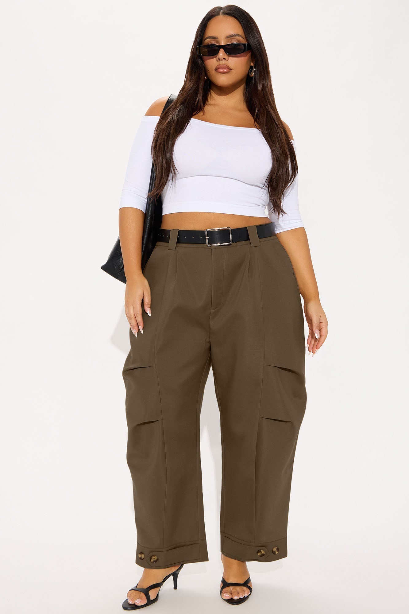 Kayla Barrel Leg Pant - Khaki