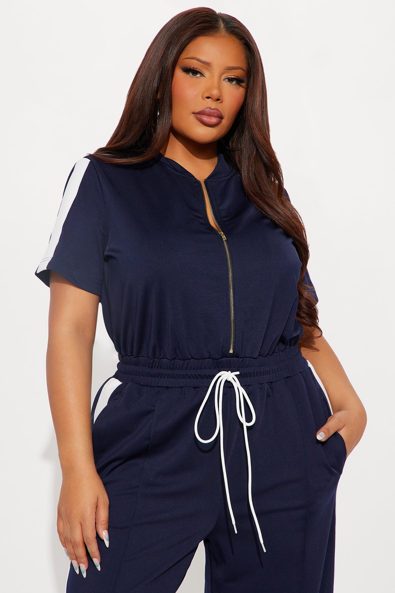 Lianna Short Sleeve Jumpsuit - Navy
