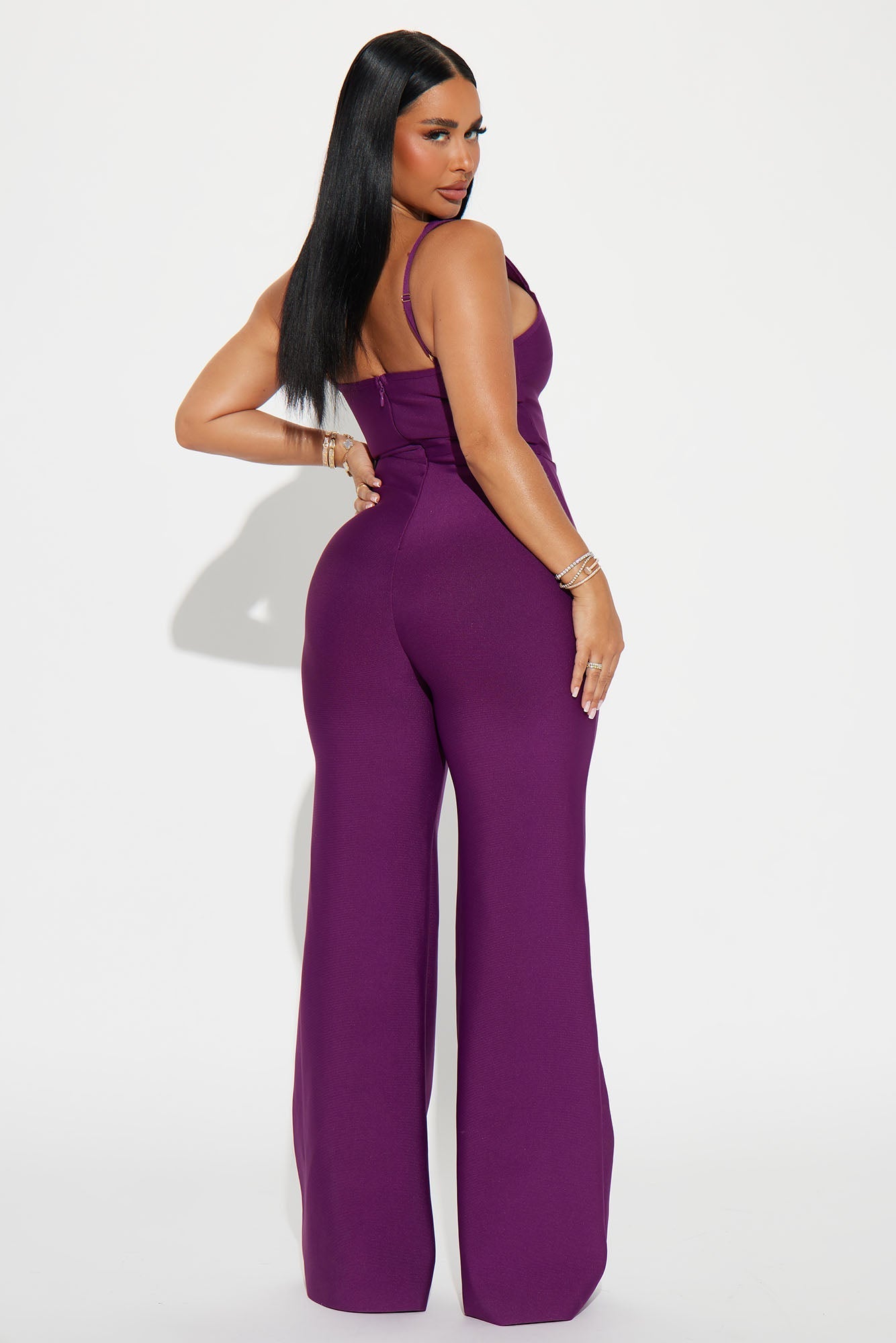 Over The Top Bandage Jumpsuit - Plum