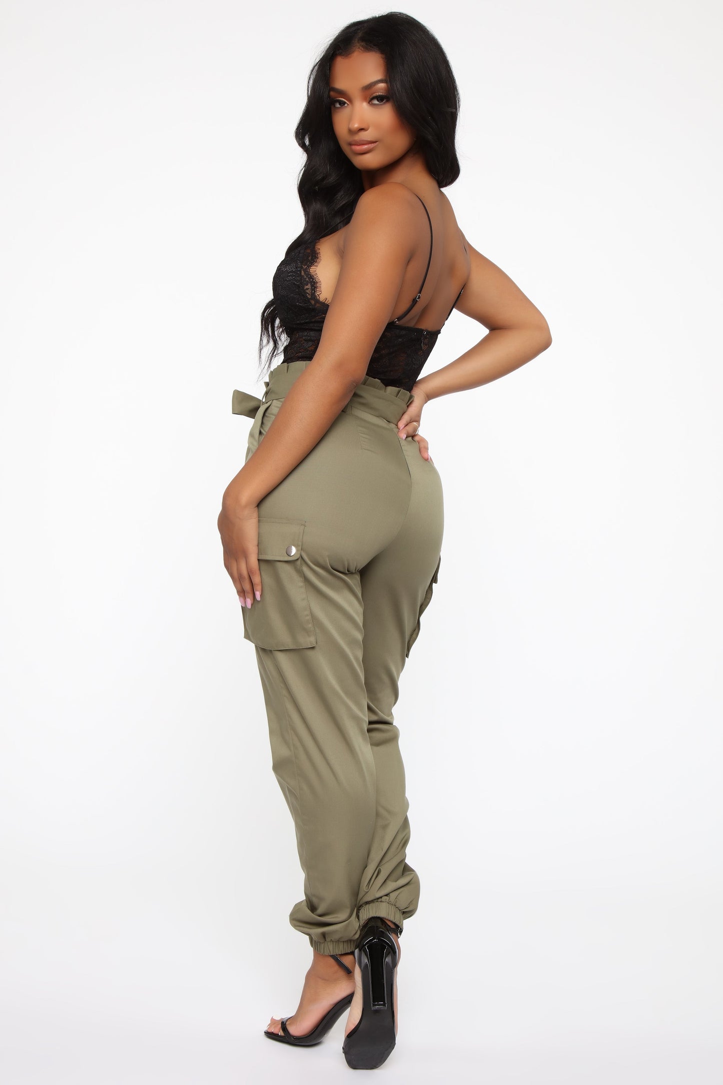 Can't Forget It Cargo Jumpsuit - Black/Olive