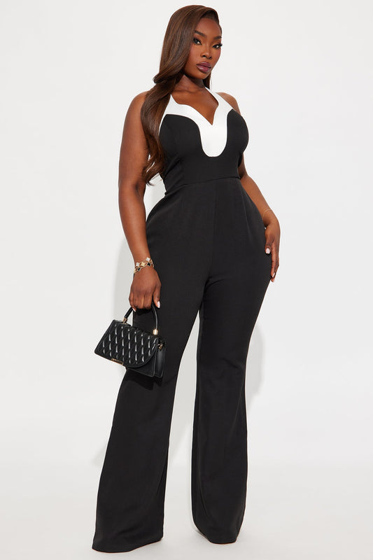 Giselle Flare Leg Jumpsuit - Black