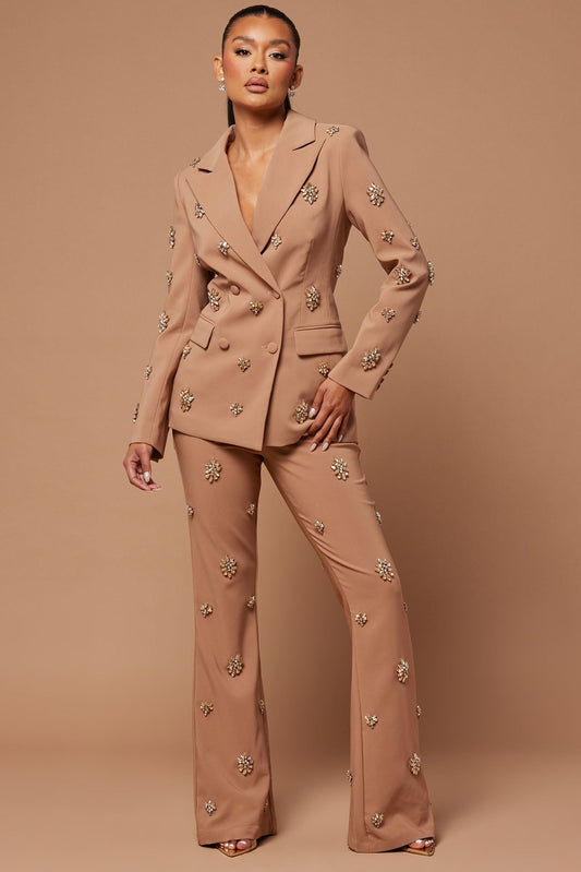 Verona Embellished Pant - Mocha