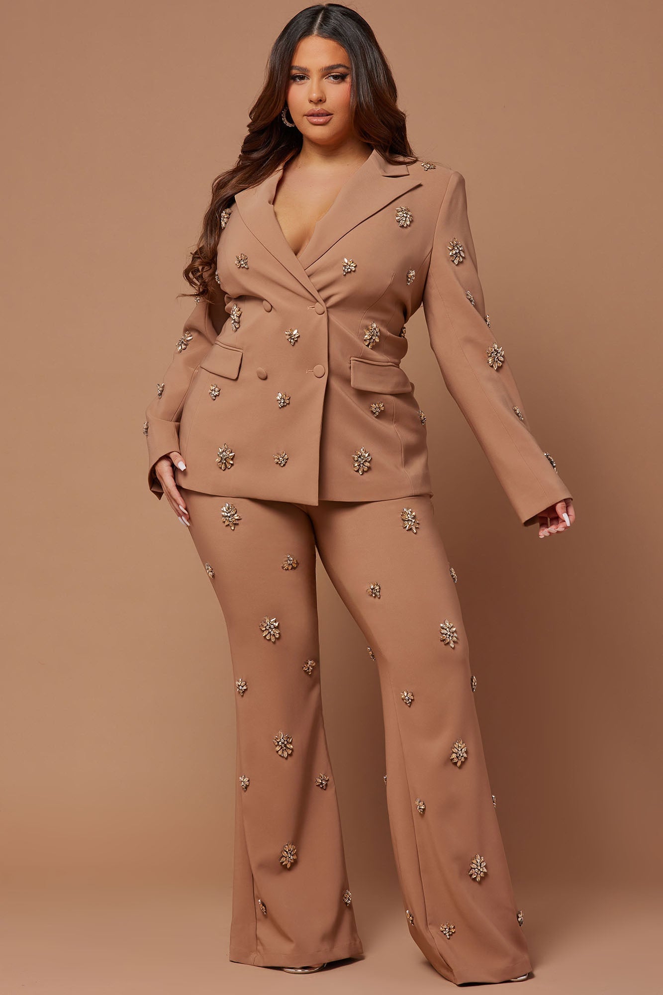 Verona Embellished Pant - Mocha