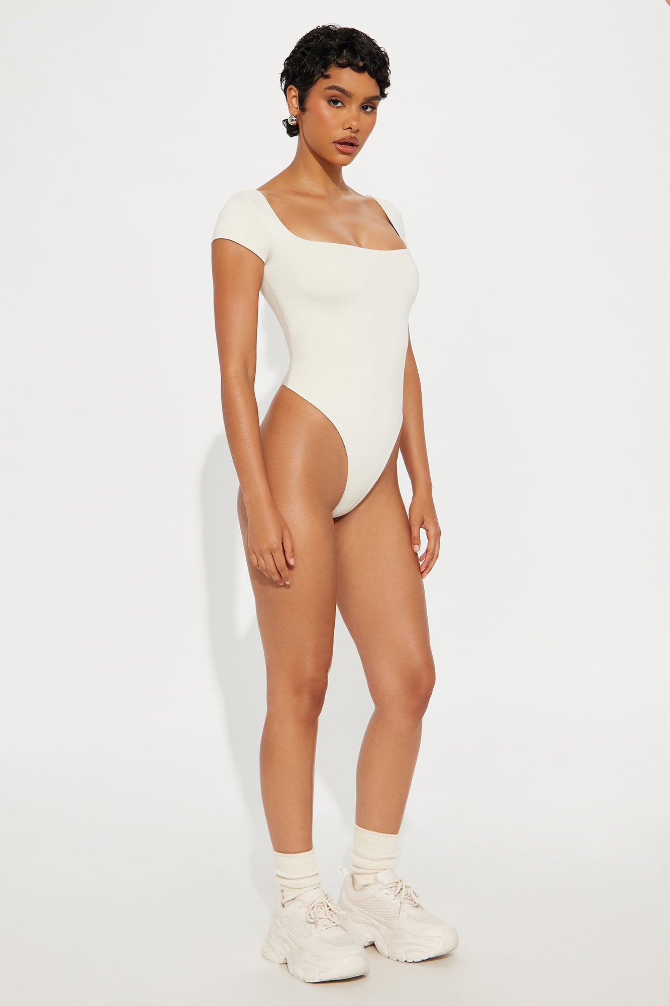 Contour Double Lined Square Neck Bodysuit - Bone