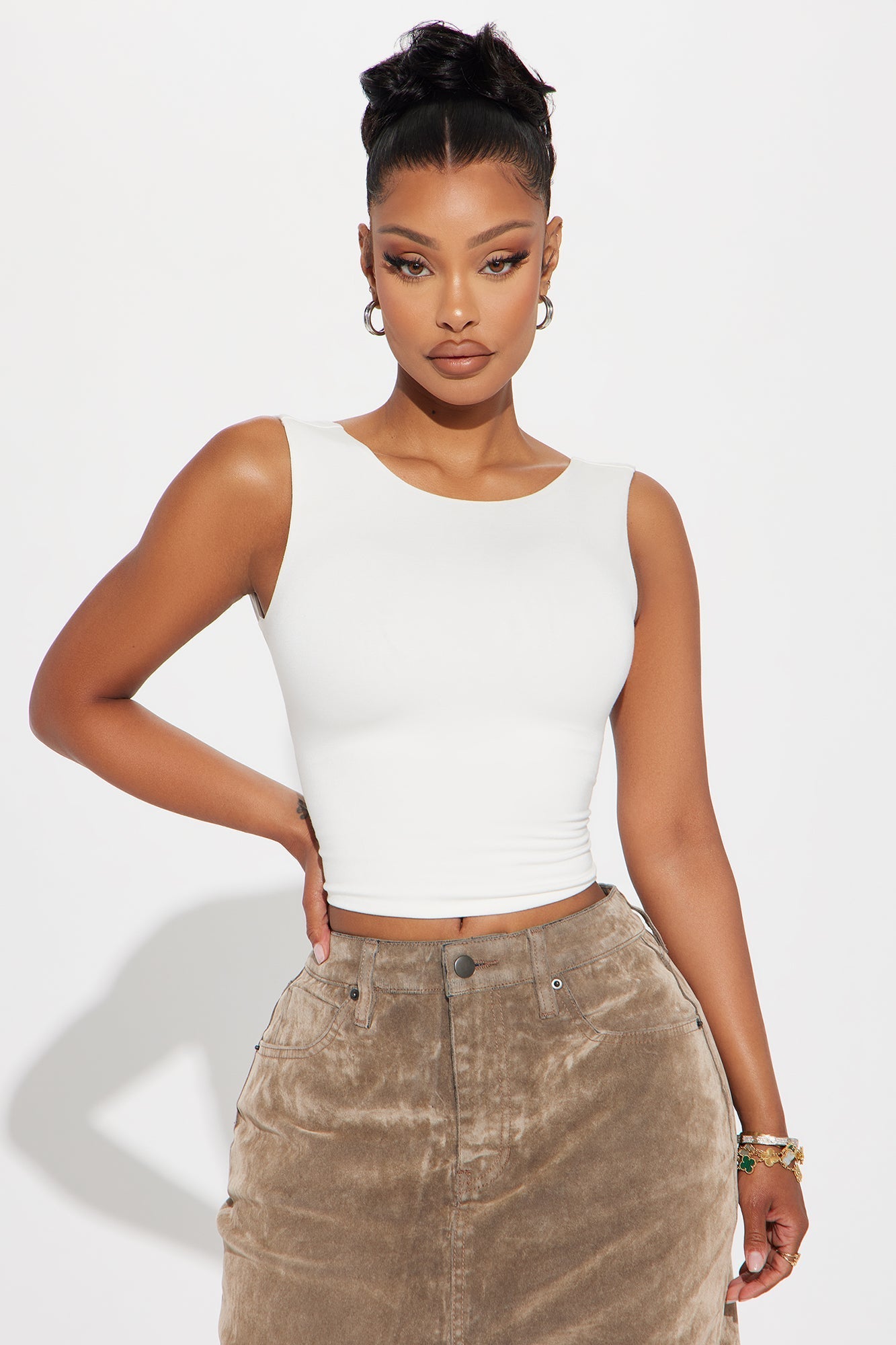 Destiny Double Lined Backless Top - White