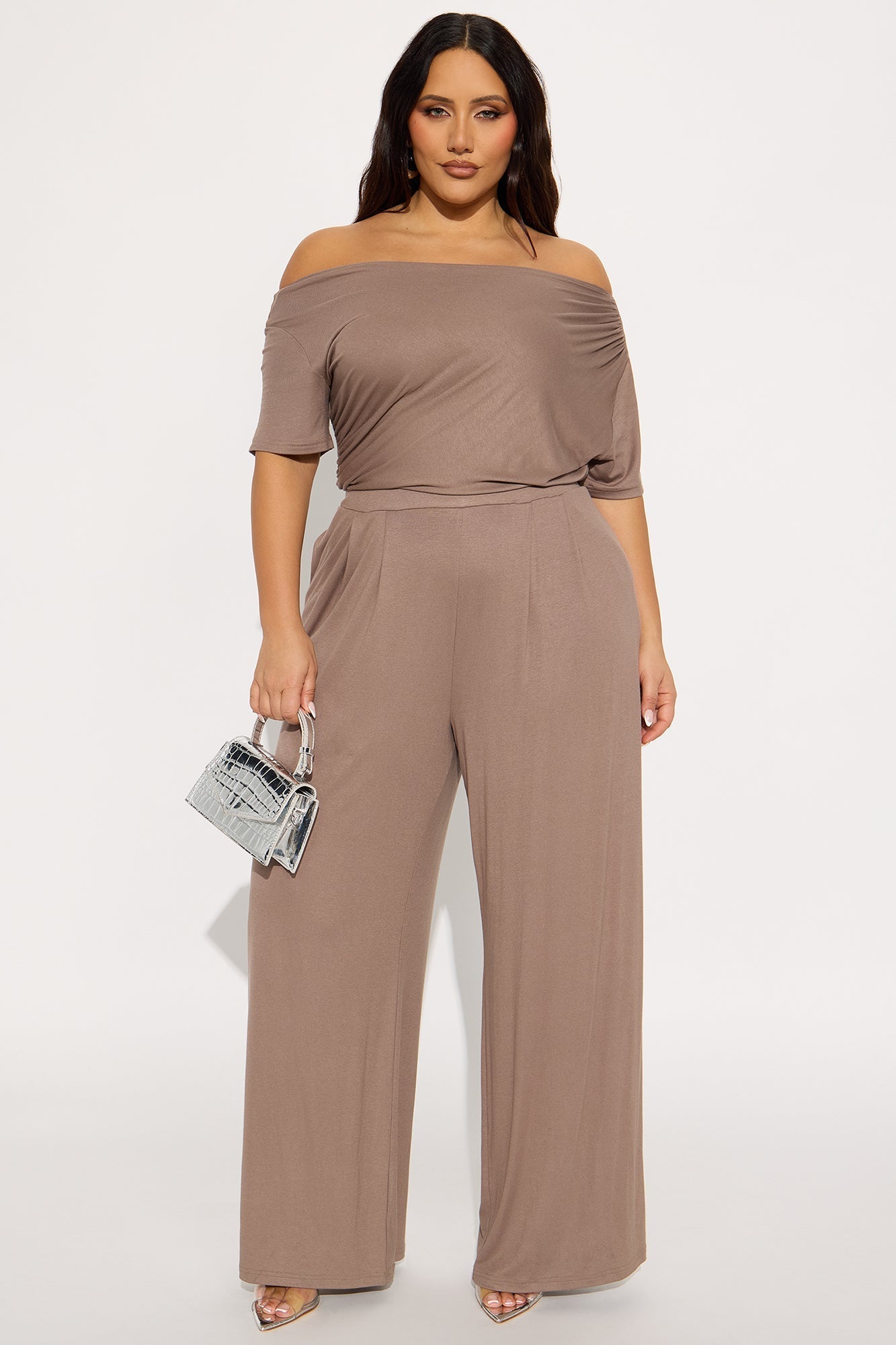 Francesca Rayon Blend Jumpsuit - Taupe