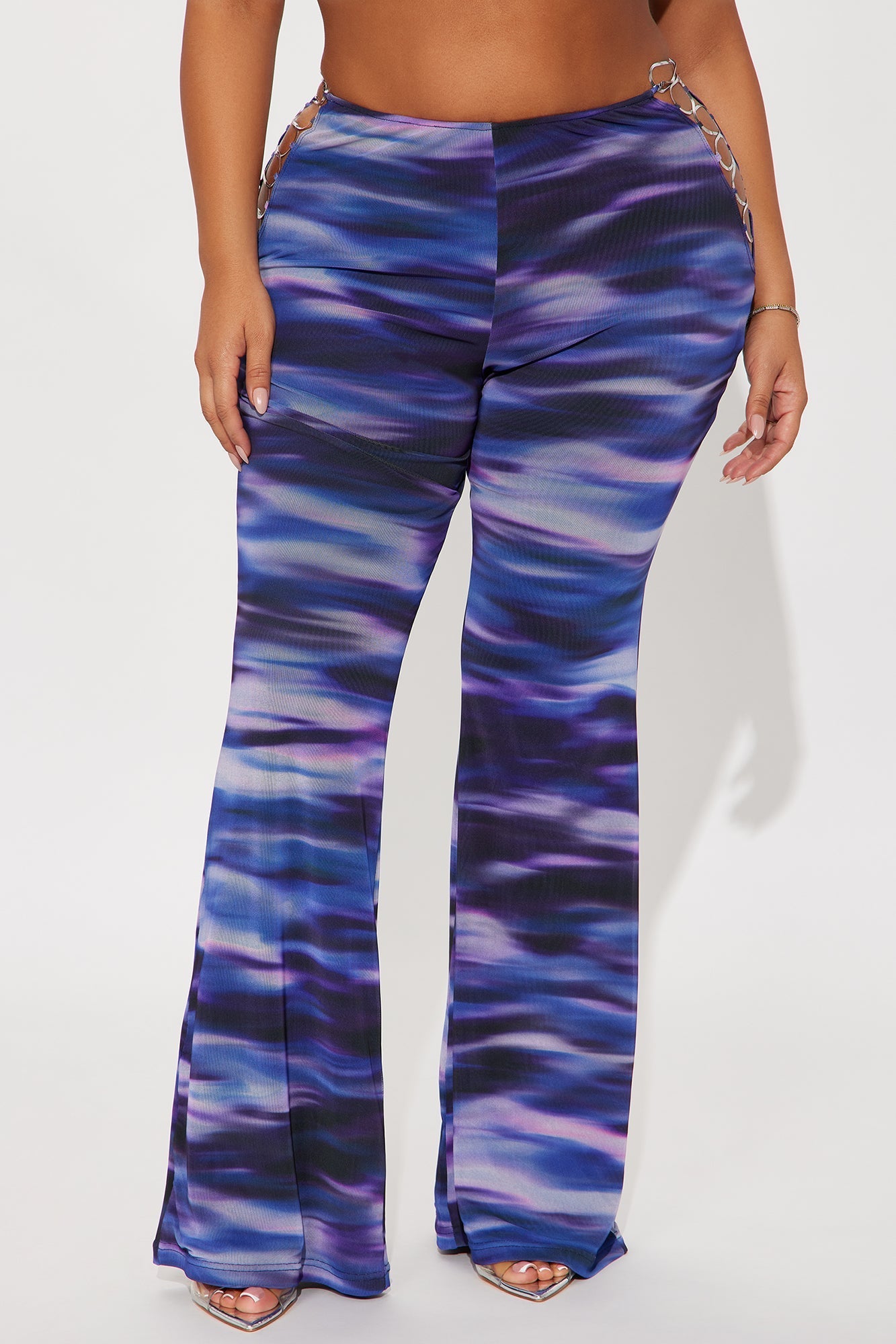 Have It My Way Mesh Flare Pants - Purple/combo